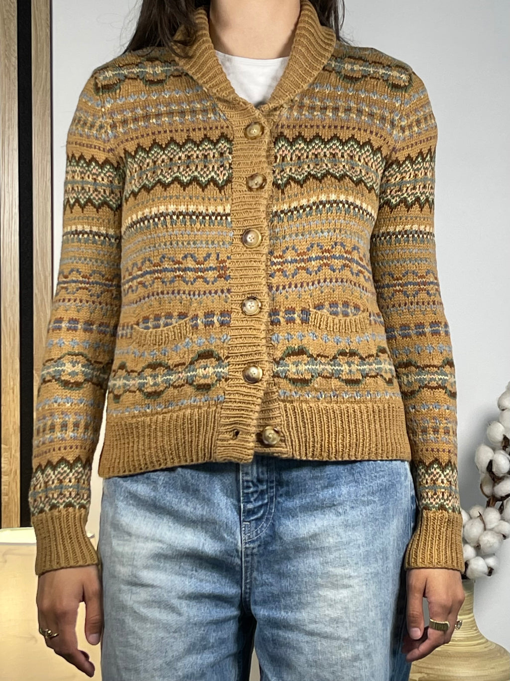 Ralph Lauren Vintage Hand-Knit Fair Isle Cardigan