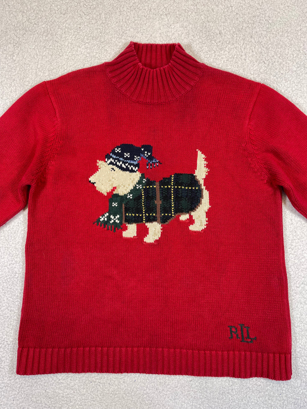 Lauren Ralph Lauren Pullover mit Hundemotiv und Trichterhals (Vintage)