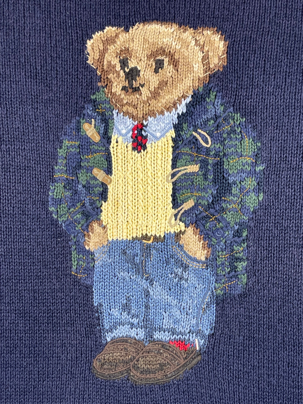 Polo Ralph Lauren Vintage Polo Bear Duffle Coat Cotton & Linen Sweater L