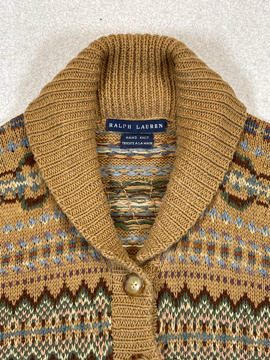 Ralph Lauren Vintage Hand-Knit Fair Isle Cardigan
