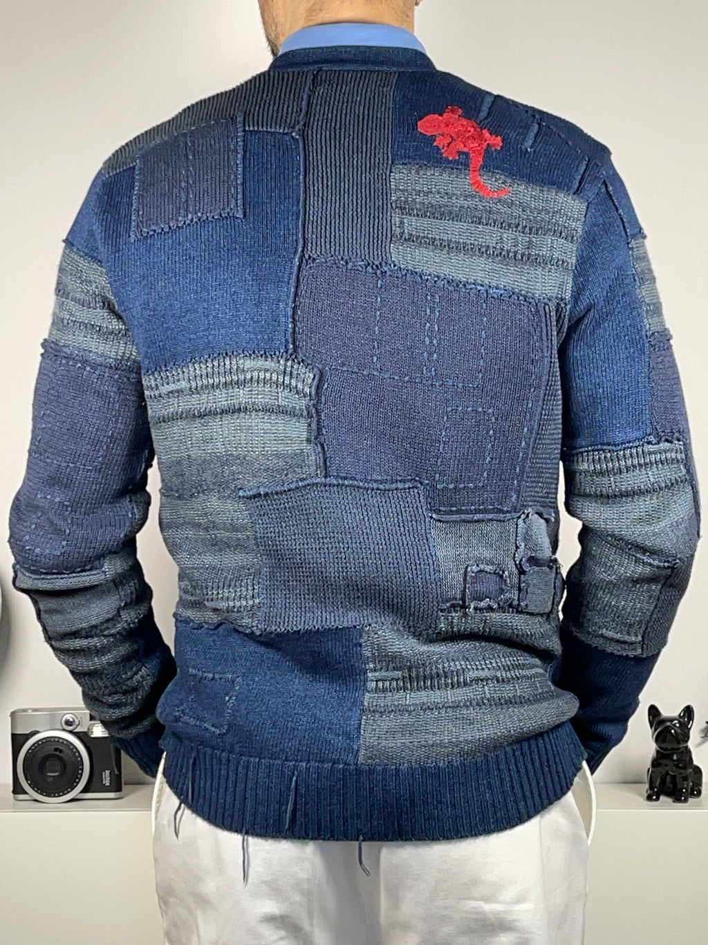 Polo by Ralph Lauren Indigo Patchwork Cotton & Linen Cardigan (Vintage 2000s)