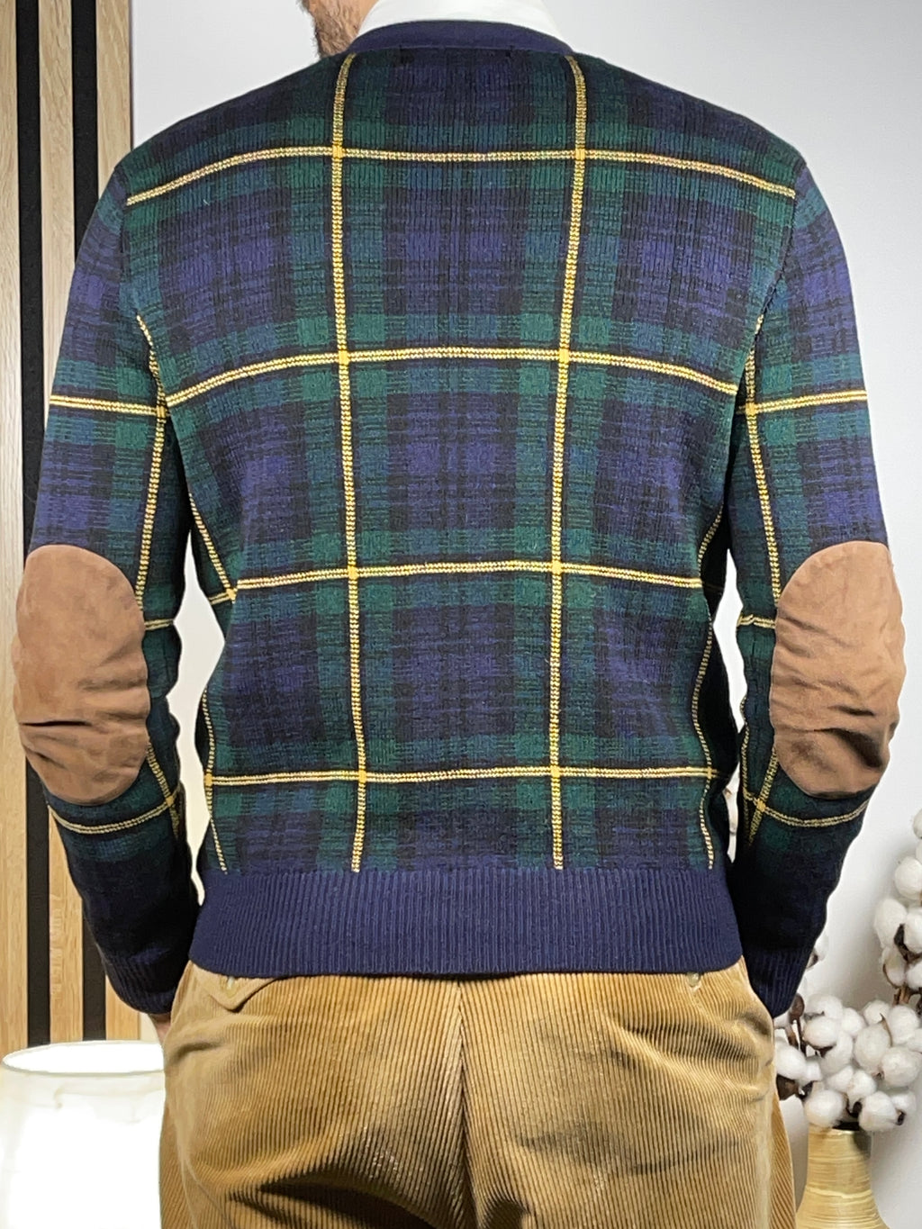 Polo by Ralph Lauren Vintage Tartan Lambswool & Suede Cardigan S