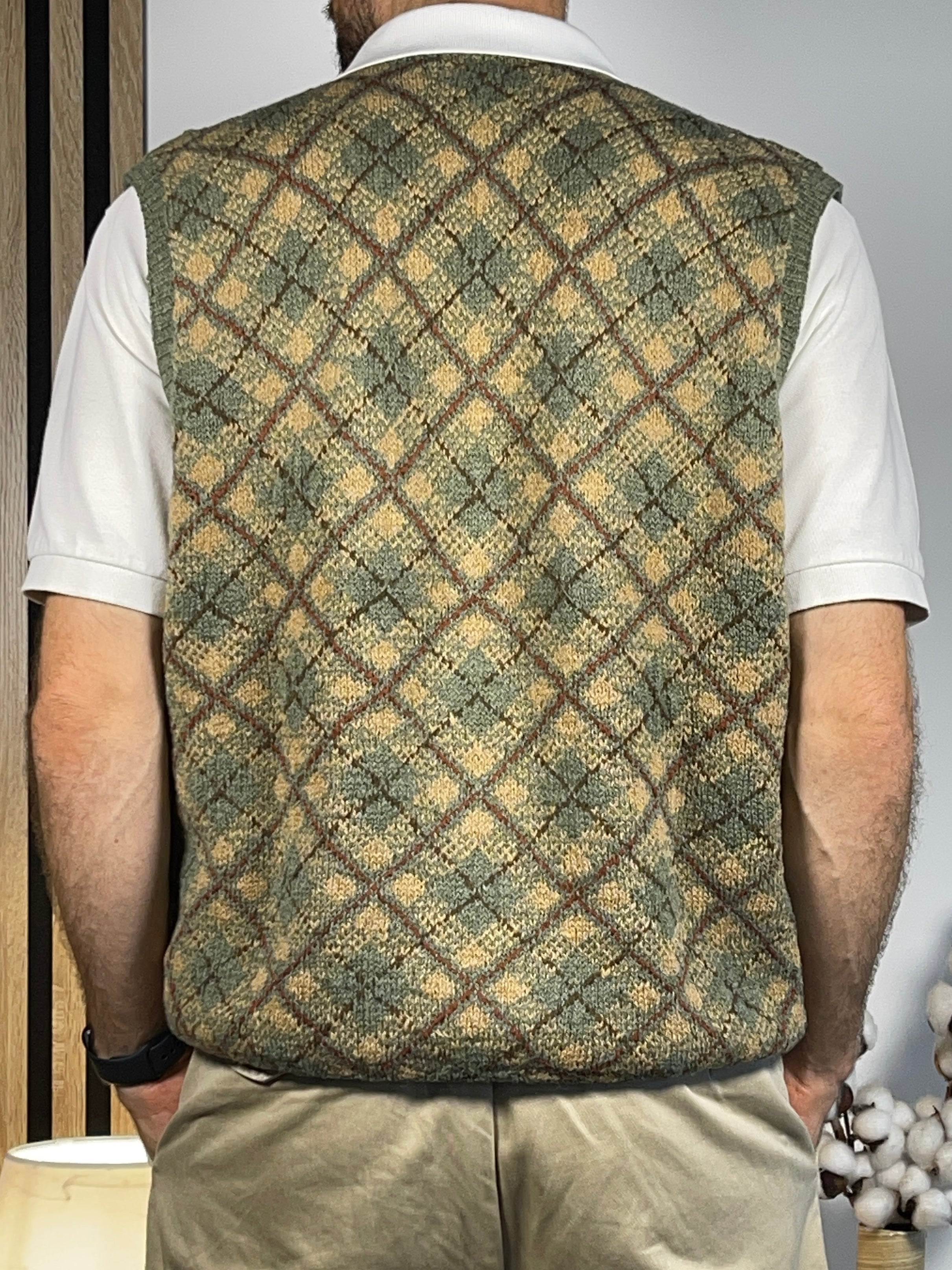 Polo by Ralph Lauren Vintage Hand-Knit Argyle Wool Sweater Vest