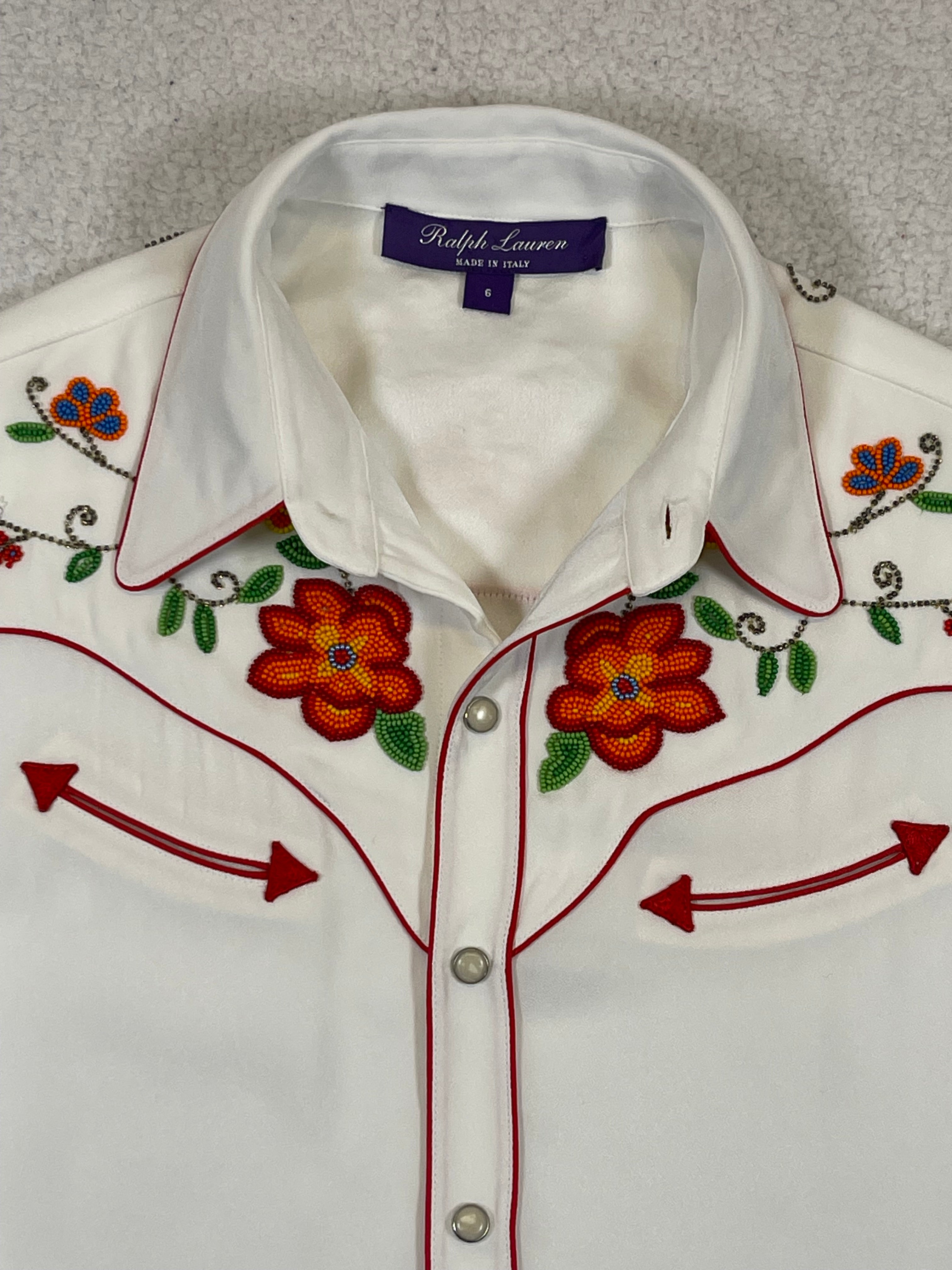 Ralph Lauren Collection Embroidered Satin Western Shirt