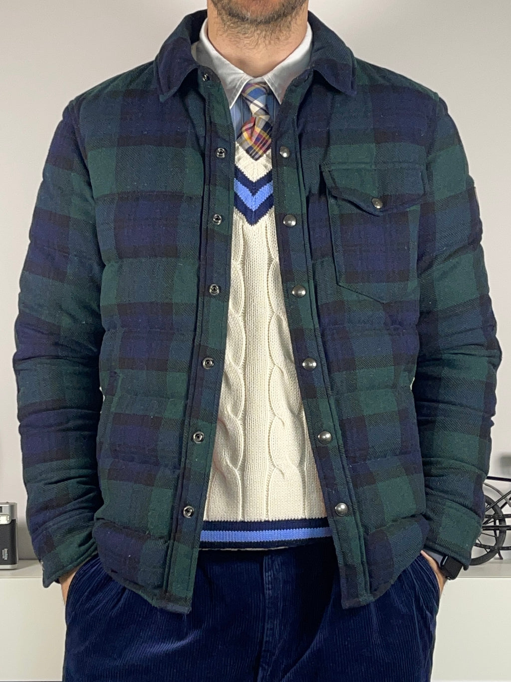 Polo Ralph Lauren Quilted Wool Blend Plaid Jacket (2022)