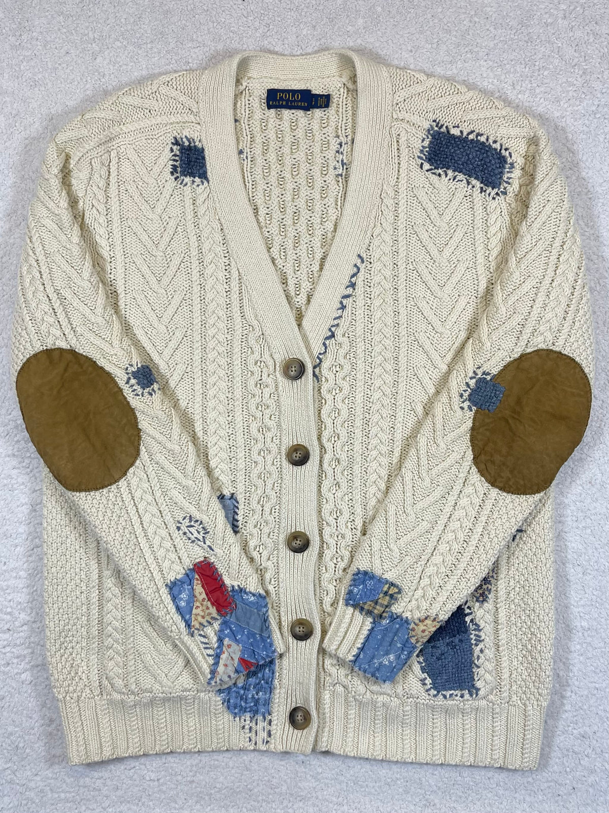 Polo Ralph Lauren Patchwork Aran-Knit Cardigan