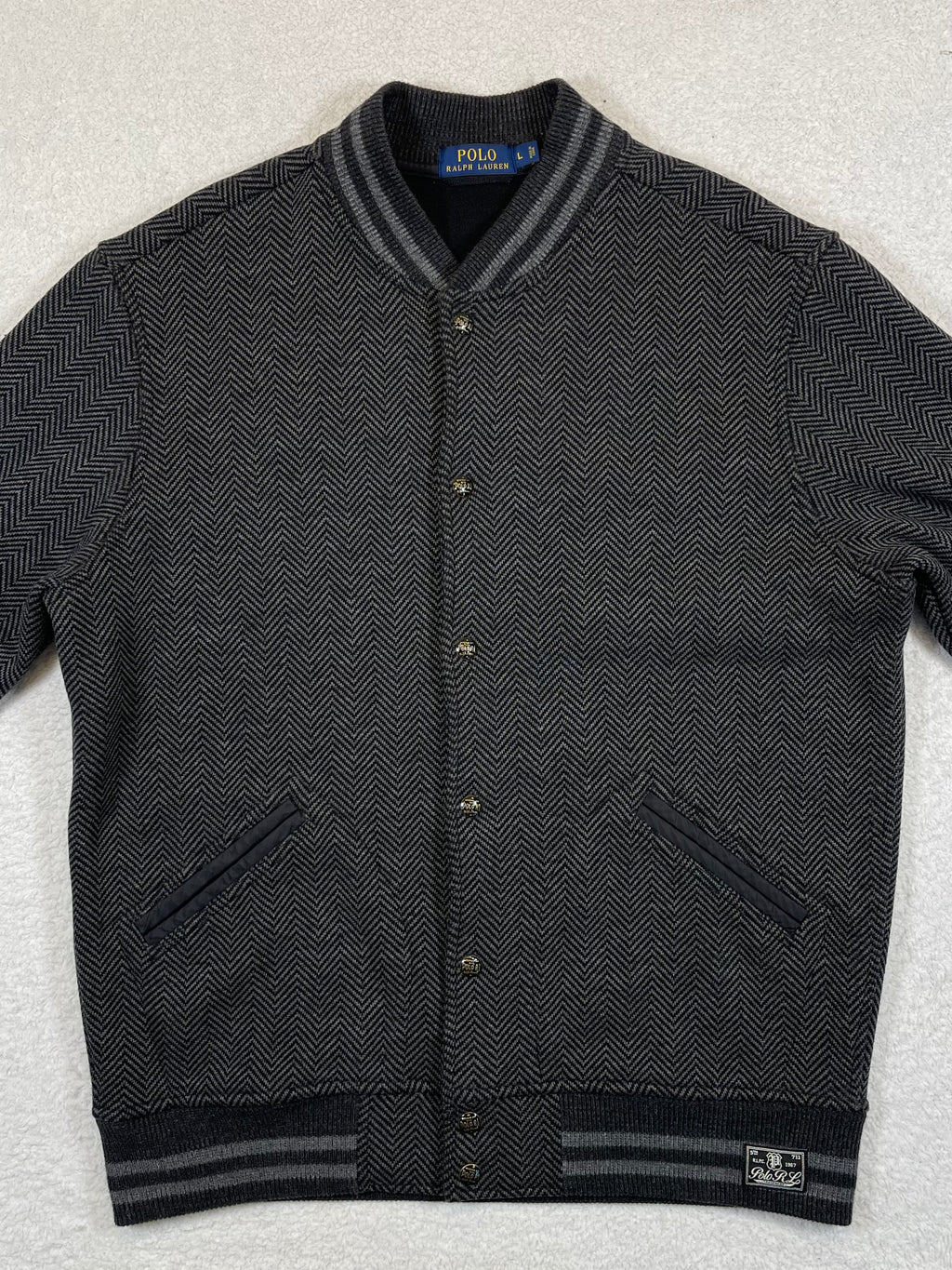 Polo Ralph Lauren Vintage Herringbone Wool-Blend Varsity Jacket