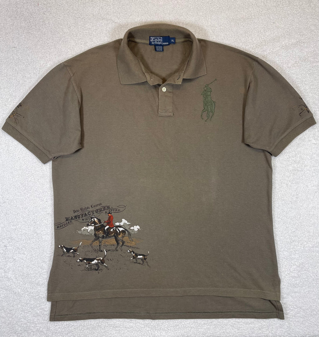 Polo Ralph Lauren Hunting Motif Cotton Piqué Polo (Vintage 2000s)