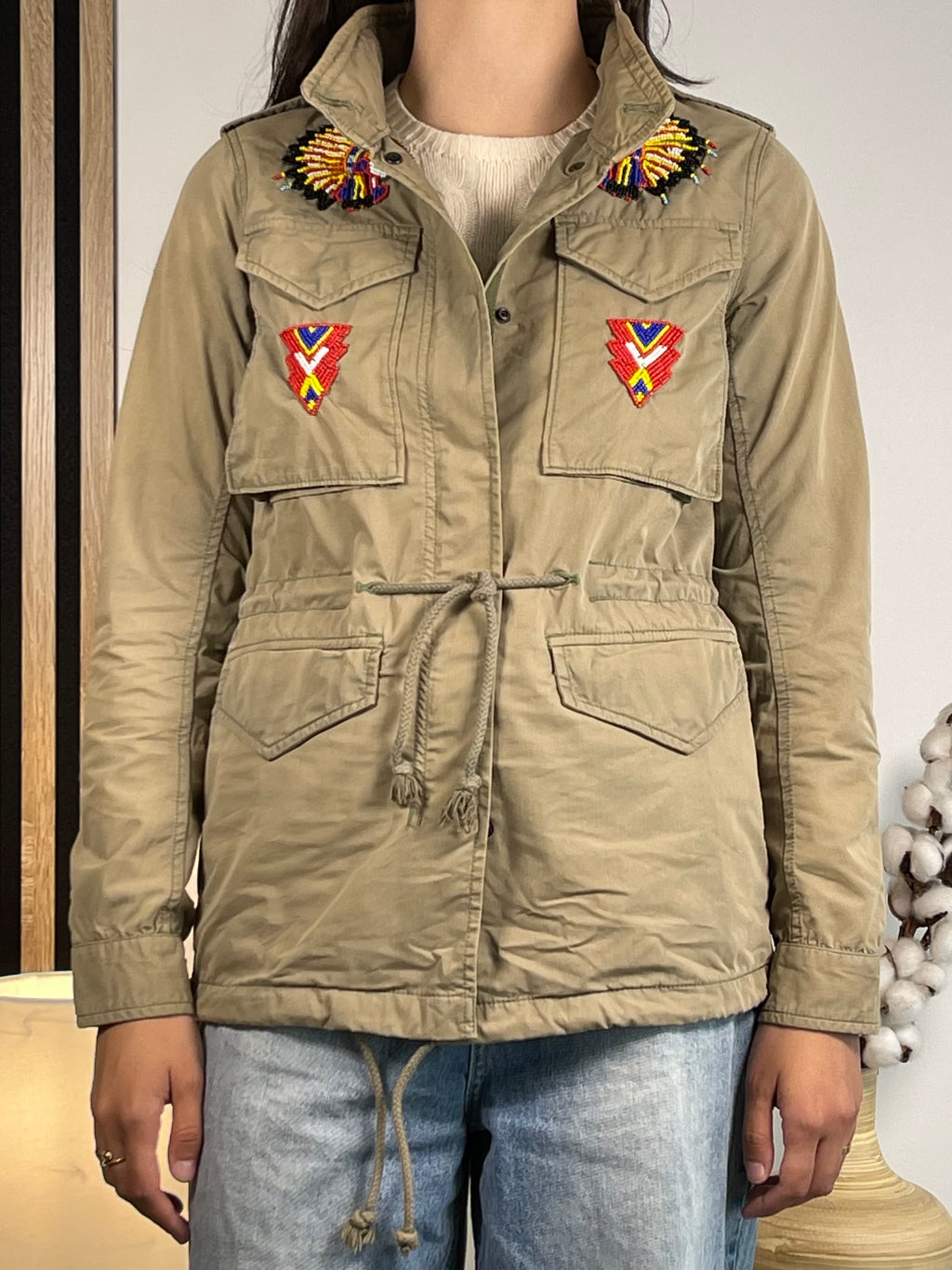 Ralph Lauren Denim & Supply Vintage Beaded Military Cotton Twill Jacket