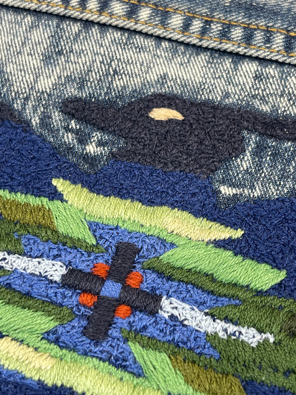 Polo Ralph Lauren Aztec Embroidered Lined Denim Trucker Jacket