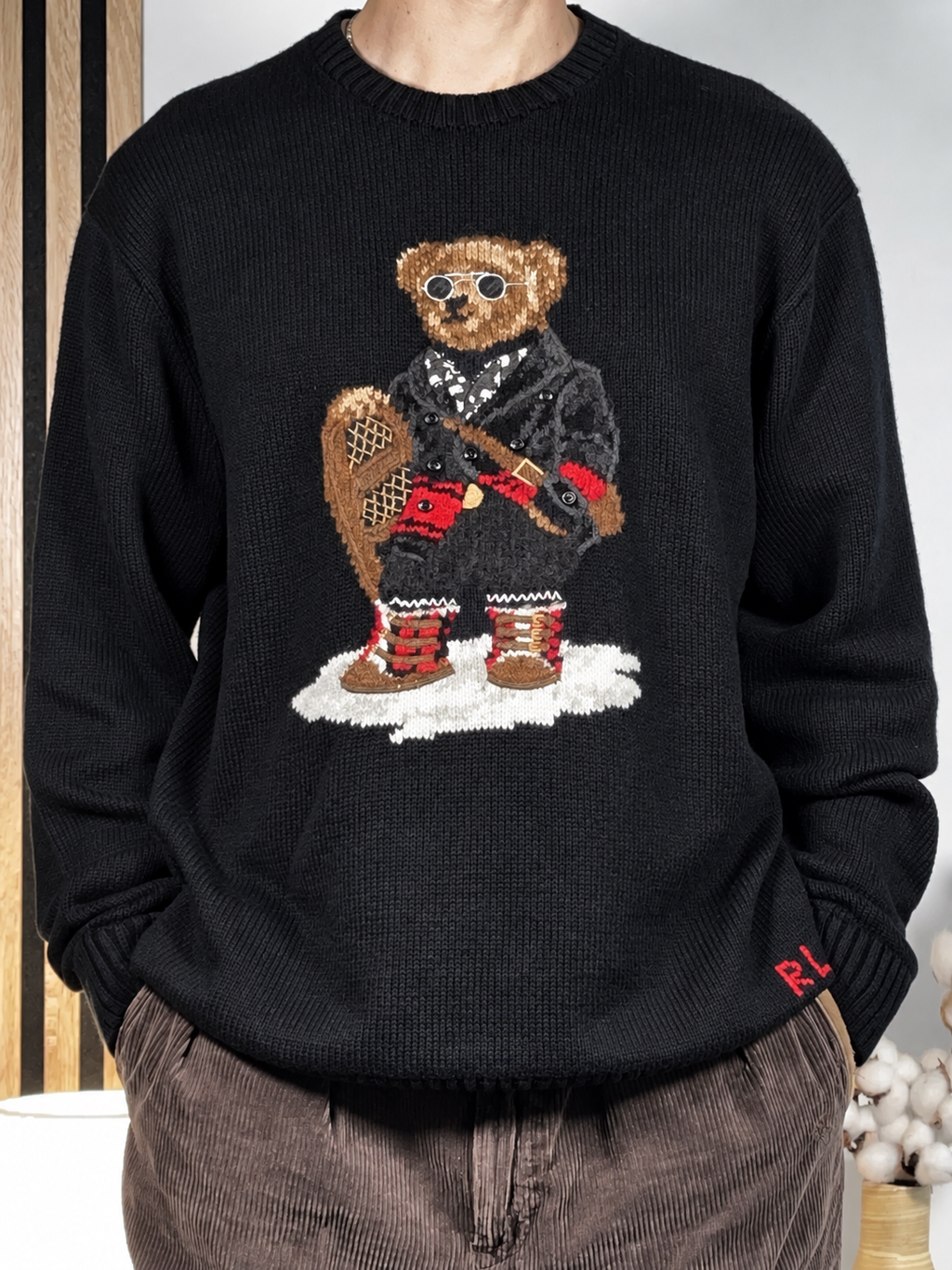 Polo Ralph Lauren Polo Bear Vintage Snowshoes Cotton & Cashmere Sweater XXL