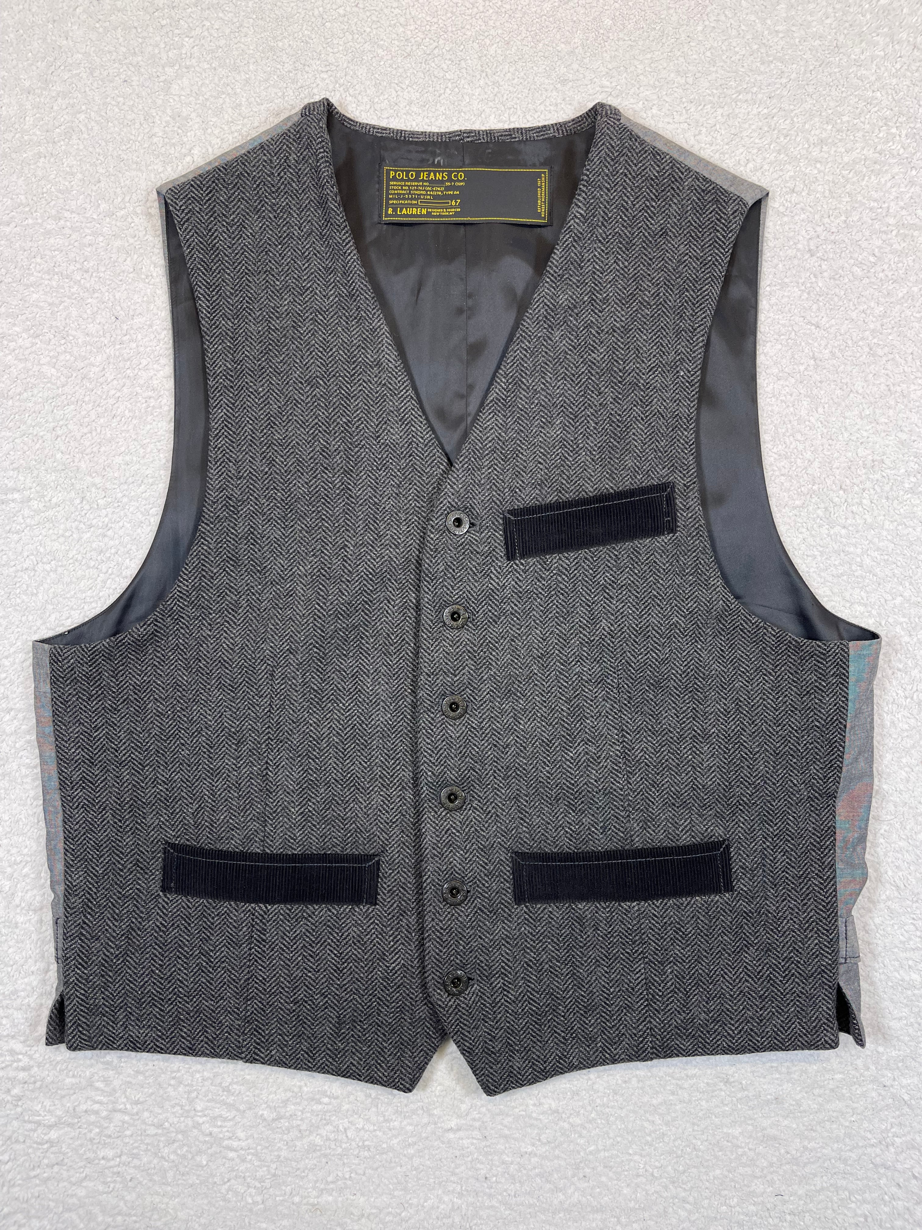 Polo Jeans Co. Ralph Lauren Herringbone Wool Vest