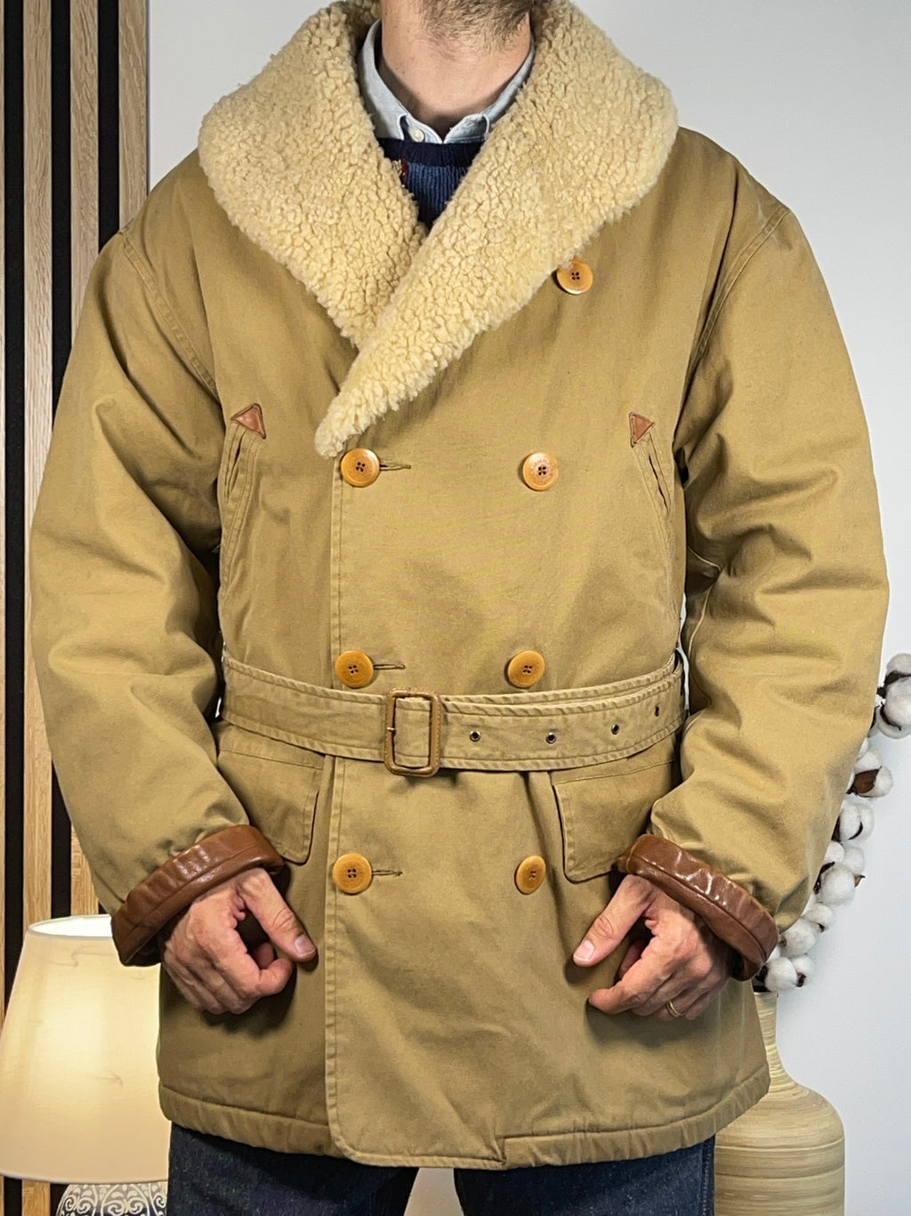 Polo by Ralph Lauren Vintage Shearling-Collar Canvas Ranch Coat