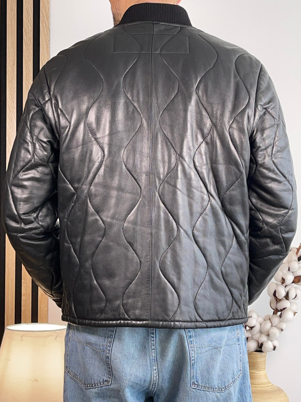 Polo Jeans Co. Ralph Lauren Vintage Quilted Lamb Leather Bomber Jacket
