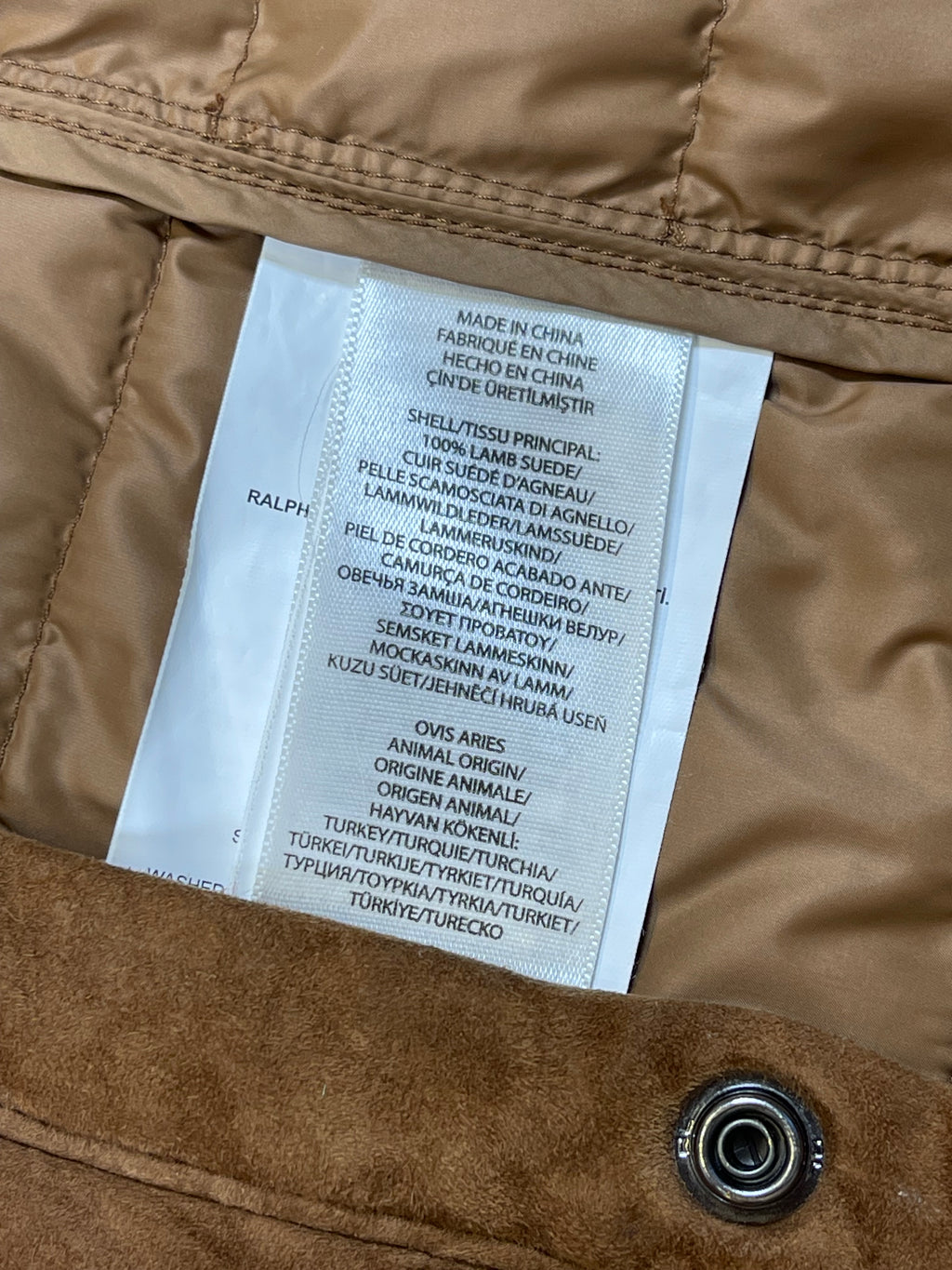 Polo Ralph Lauren Quilted Lamb Suede Down Jacket