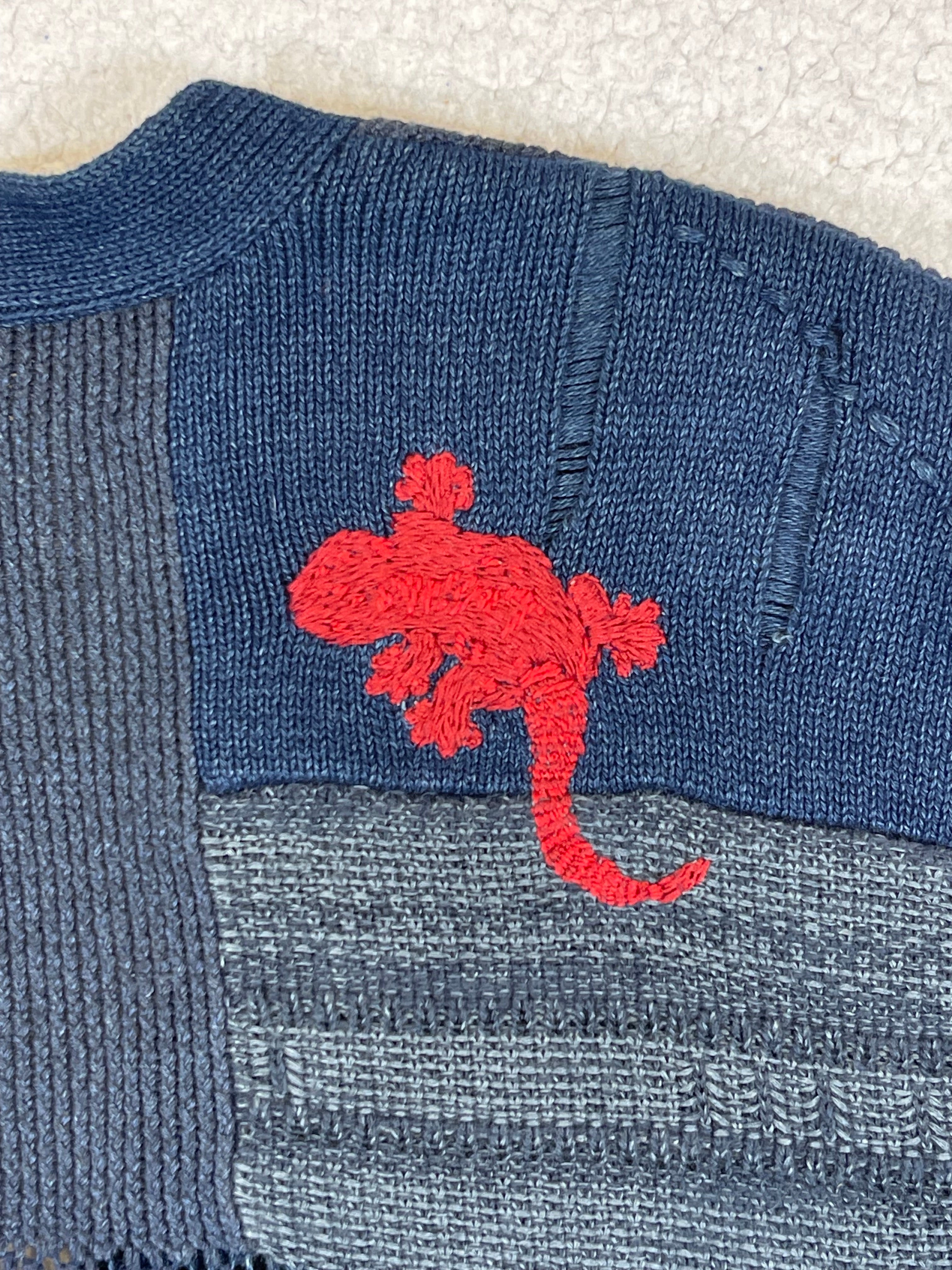 Polo by Ralph Lauren Indigo Patchwork Cotton & Linen Cardigan (Vintage 2000s)