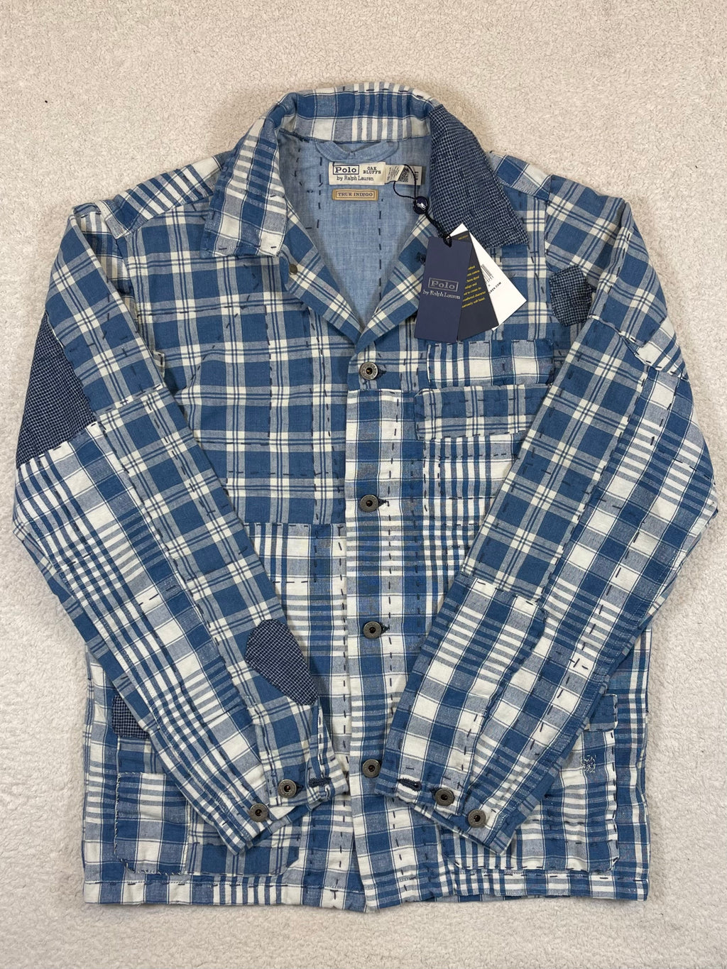🧵 Polo by Ralph Lauren x Oak Bluffs Limited-Edition Indigo Patchwork Overshirt S