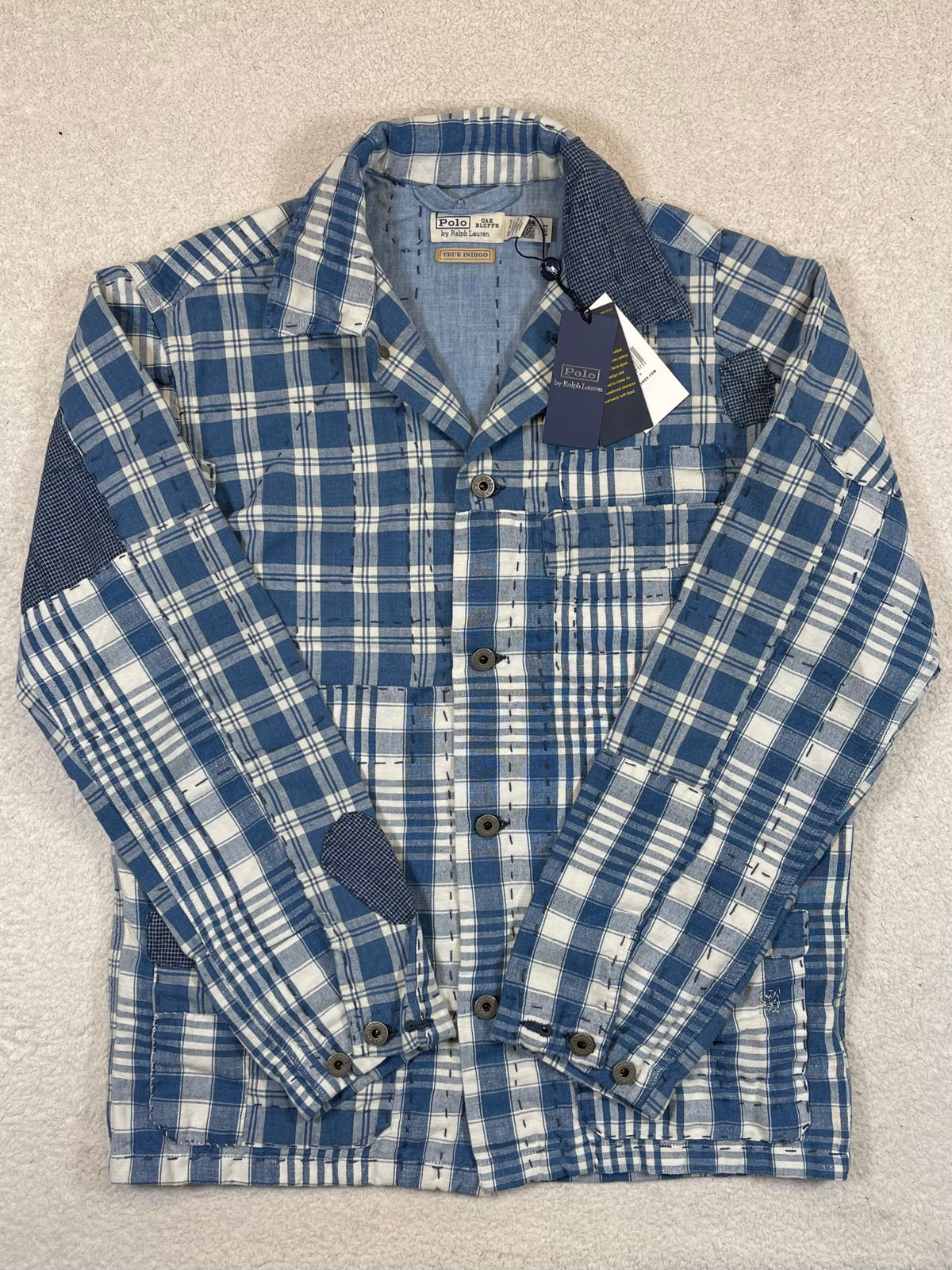 🧵 Polo by Ralph Lauren x Oak Bluffs Limited-Edition Indigo Patchwork Overshirt S