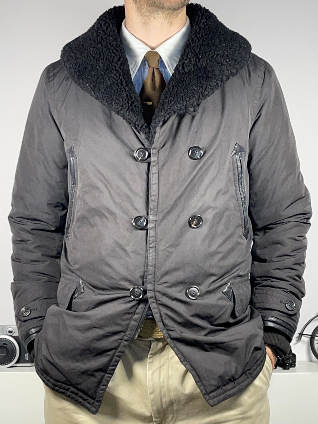 Ralph Lauren Black Label Shearling Collar Peacoat (Vintage)