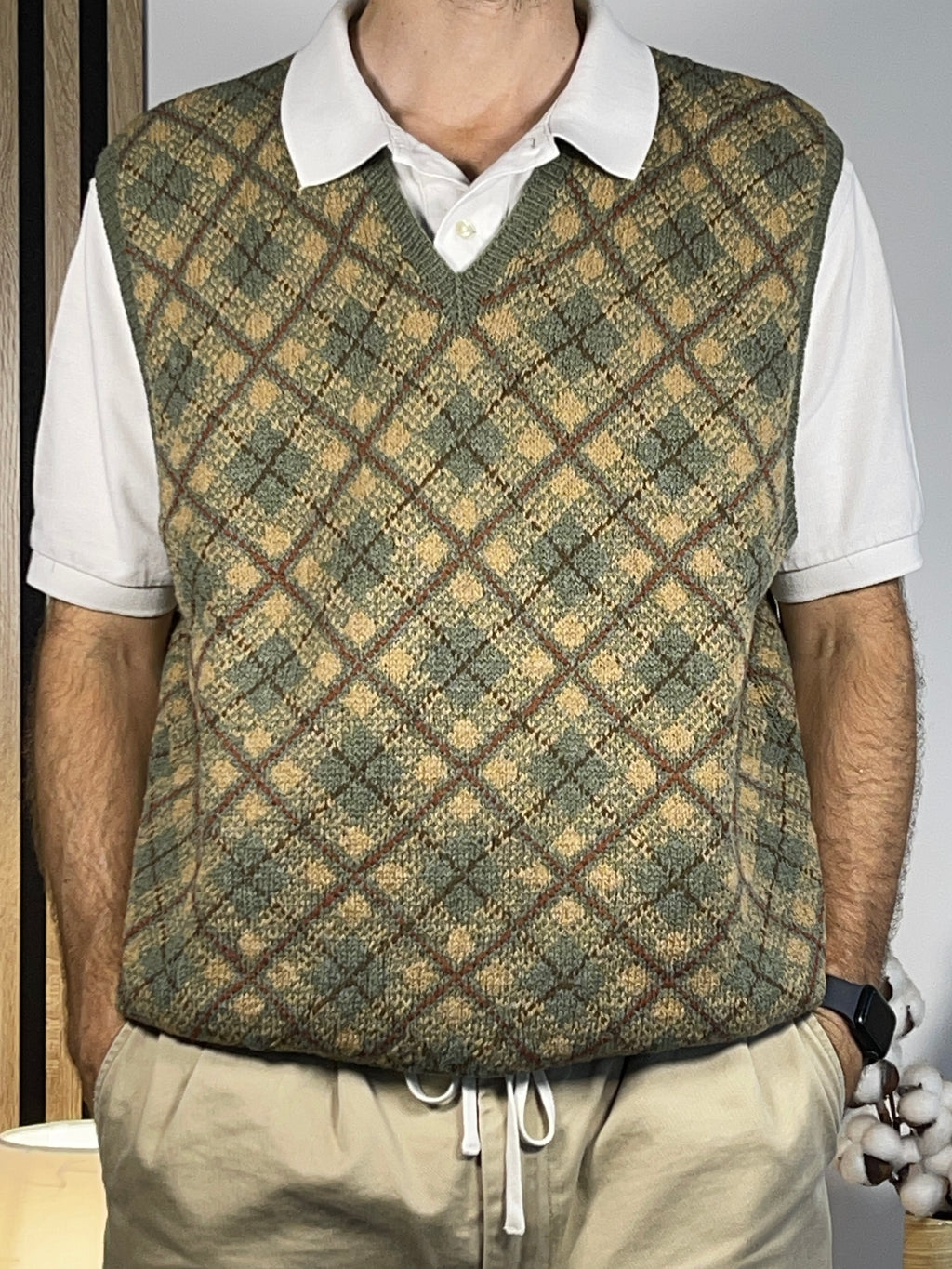 Polo by Ralph Lauren Vintage Hand-Knit Argyle Wool Sweater Vest