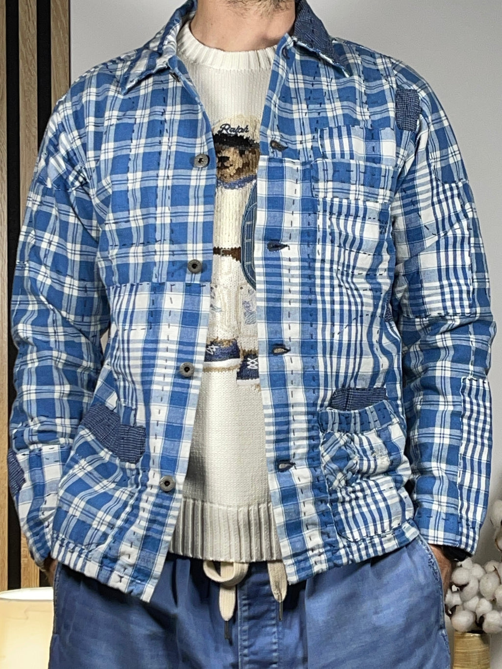 🧵 Polo by Ralph Lauren x Oak Bluffs Limited-Edition Indigo Patchwork Overshirt S