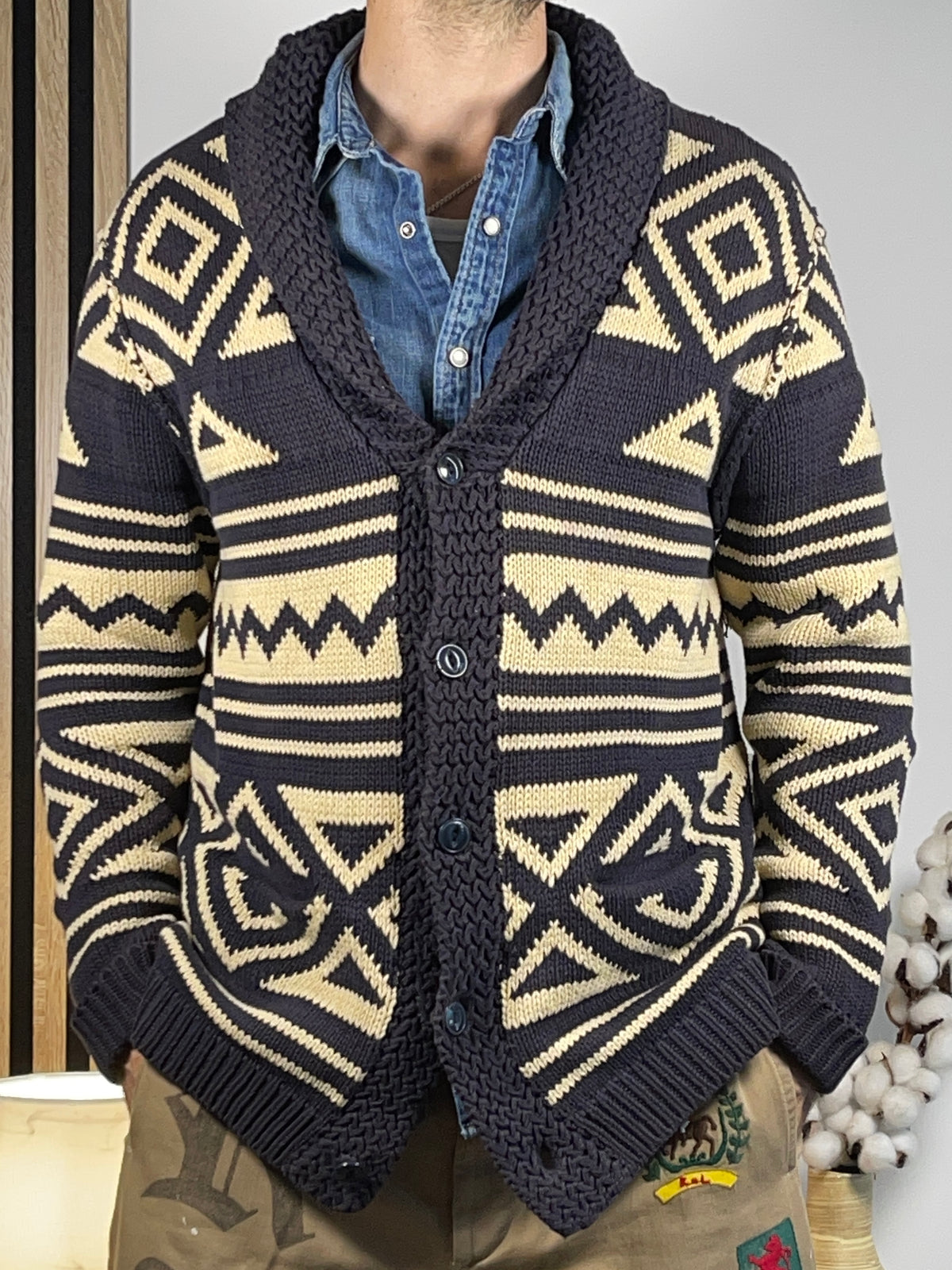 Ralph Lauren Denim & Supply Geometric Cotton Cardigan
