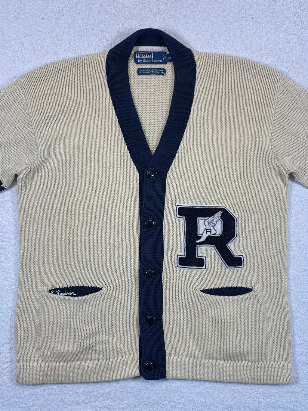 Polo by Ralph Lauren Vintage Collegiate-Inspired Linen & Cotton Cardigan