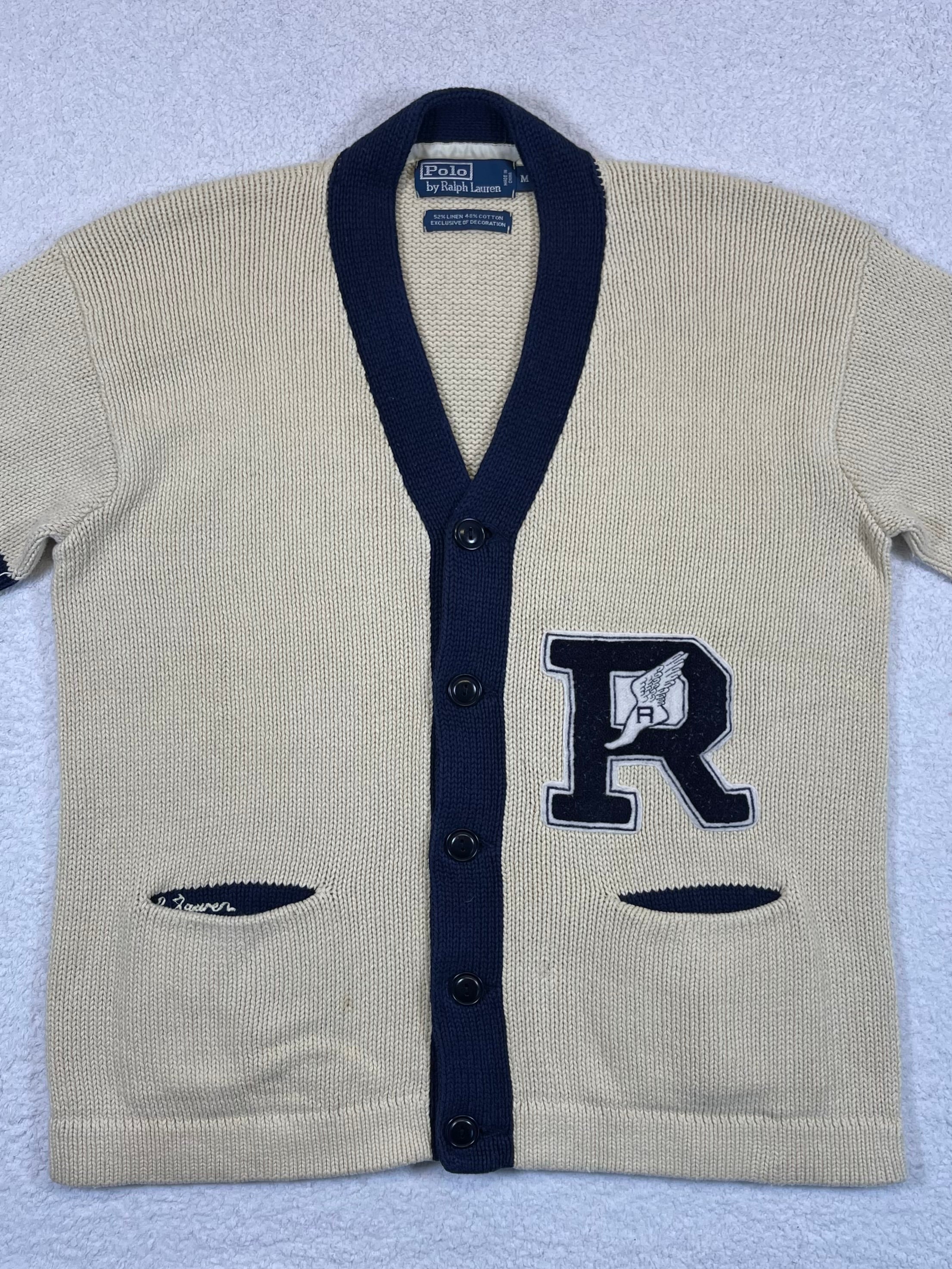 Polo by Ralph Lauren Vintage Collegiate-Inspired Linen & Cotton Cardigan