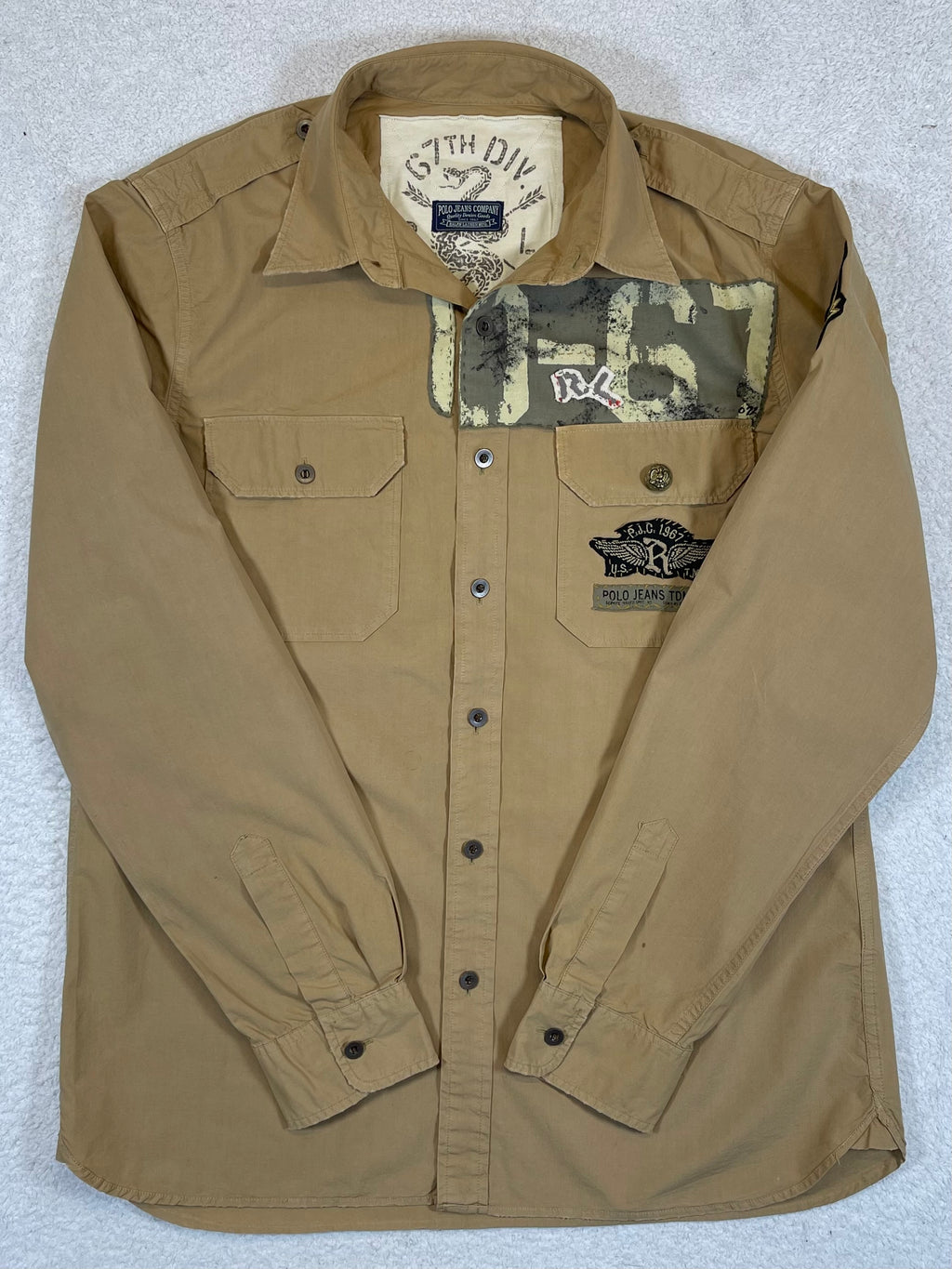 Ralph Lauren Polo Jeans Company Vintage Surplus Patch Cotton Twill Shirt