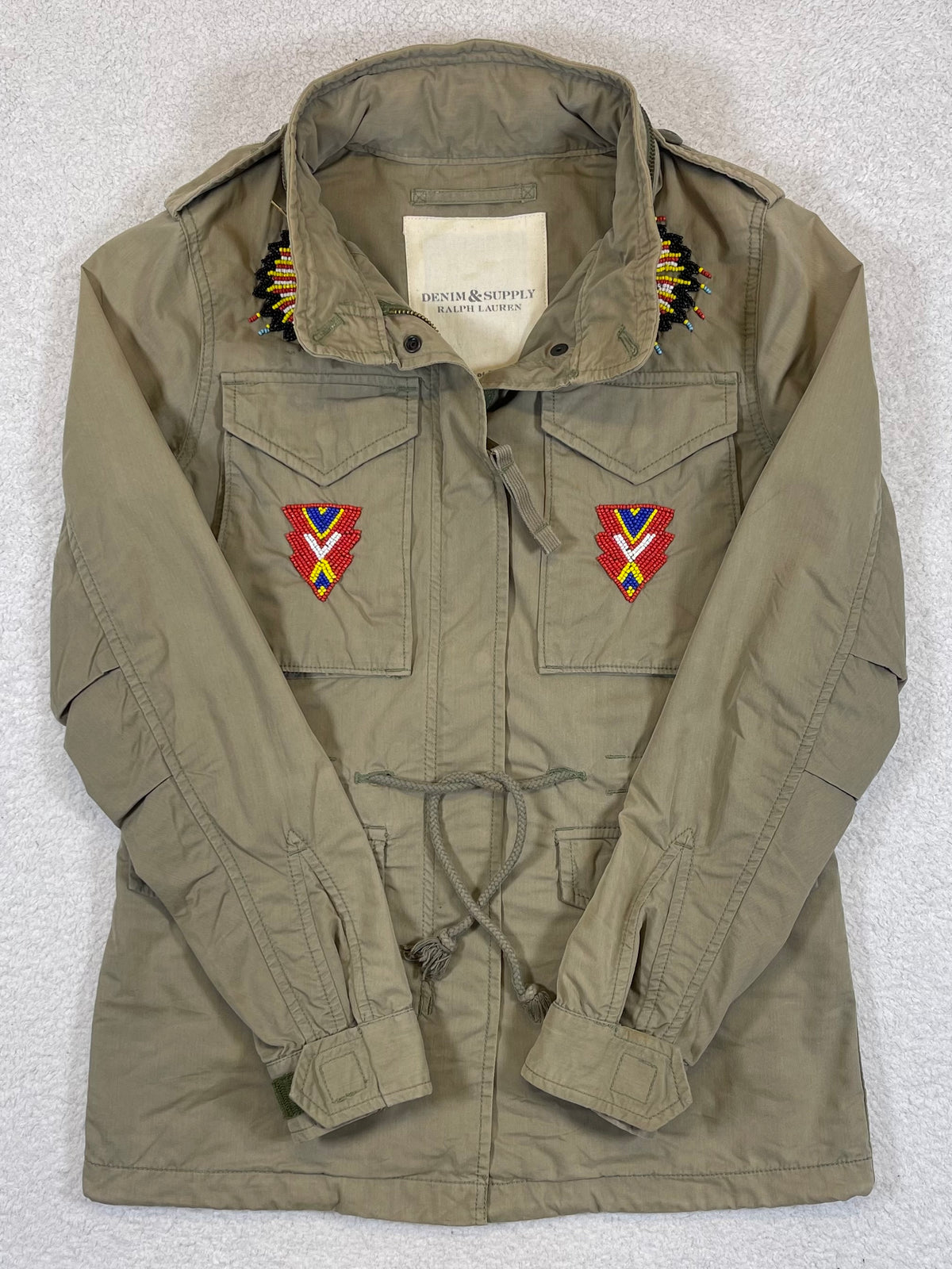 Ralph Lauren Denim & Supply Vintage Beaded Military Cotton Twill Jacket