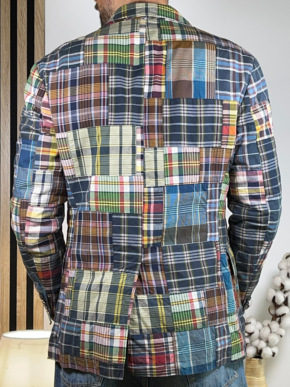 Polo by Ralph Lauren Polo Soft Patchwork Madras Cotton Blazer M