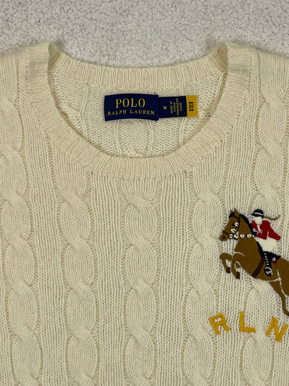 Polo Ralph Lauren RLNY Cable-Knit Wool & Cashmere Sweater M