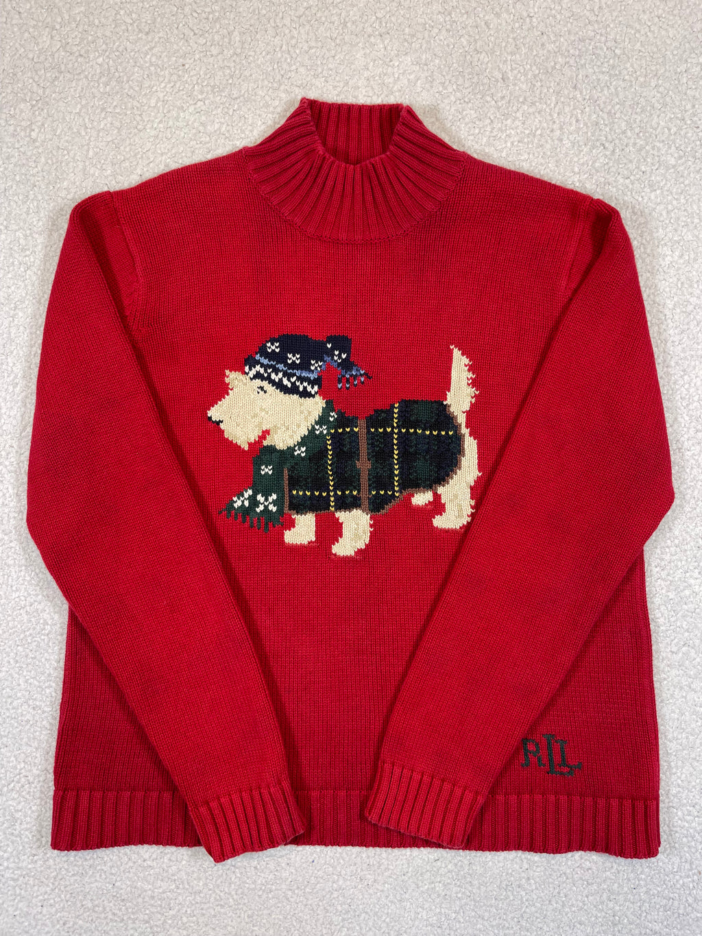 Lauren Ralph Lauren Pullover mit Hundemotiv und Trichterhals (Vintage)