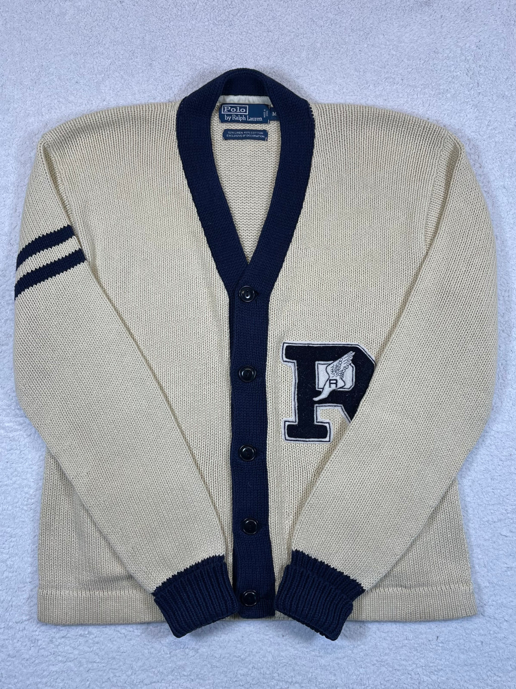 Polo by Ralph Lauren Vintage Collegiate-Inspired Linen & Cotton Cardigan