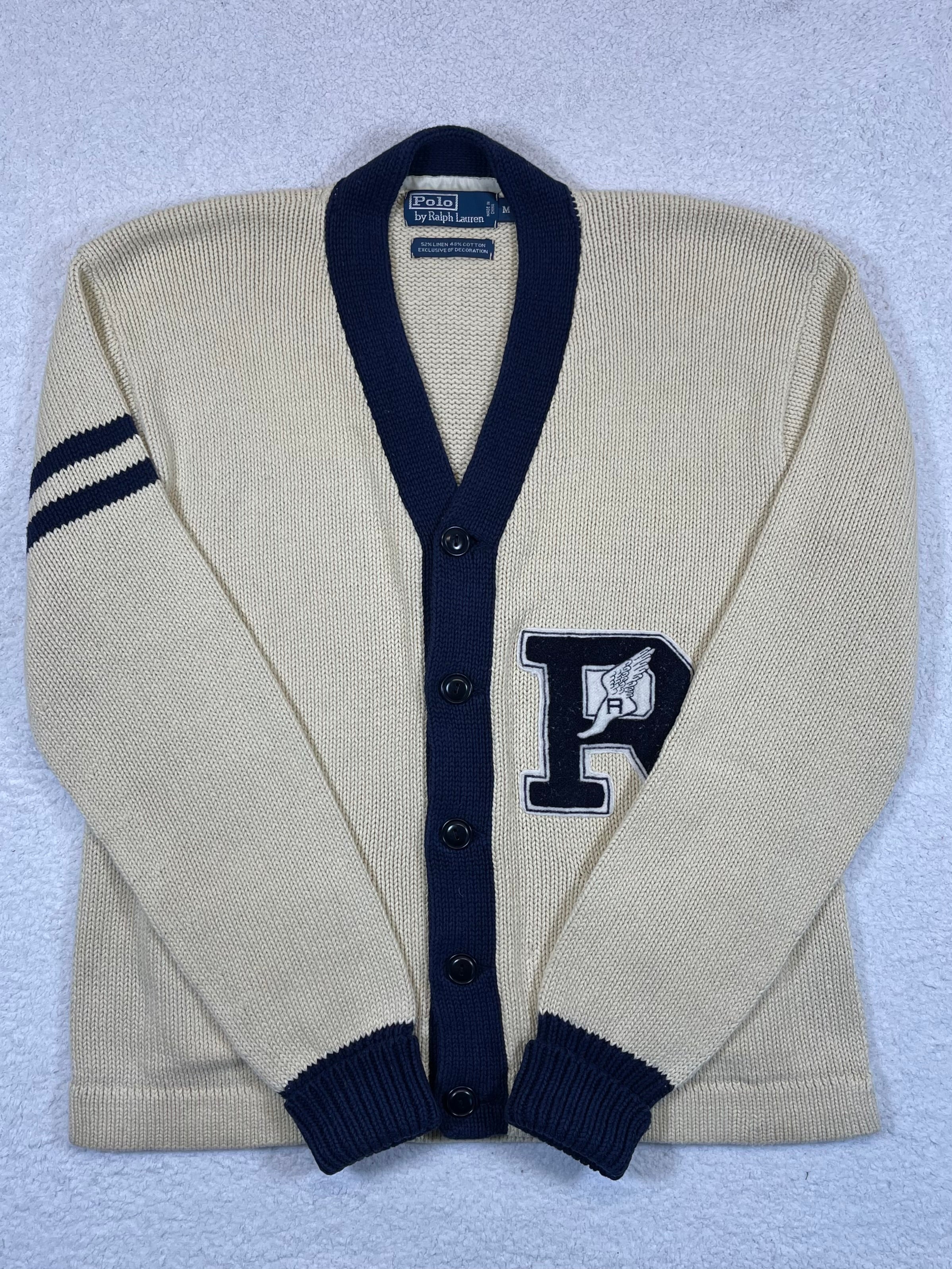 Polo by Ralph Lauren Vintage Collegiate-Inspired Linen & Cotton Cardigan