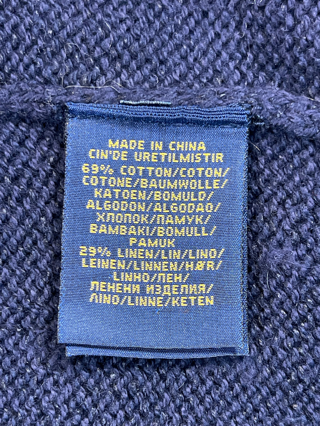 Polo Ralph Lauren Vintage Polo Bear Duffle Coat Cotton & Linen Sweater L