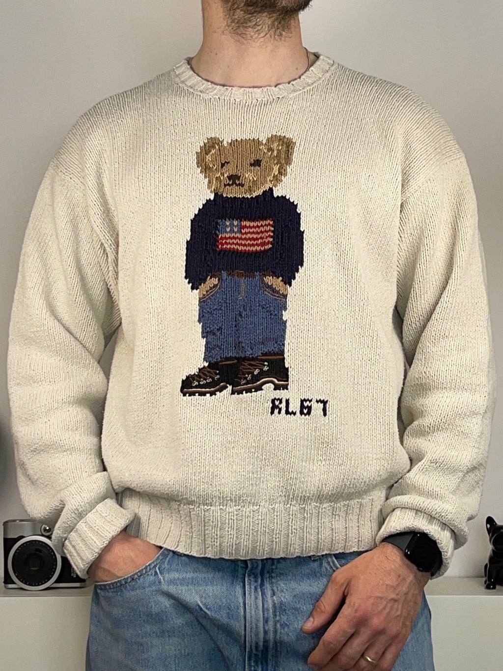 Polo Ralph Lauren Iconic Hand-Knit Polo Bear Sweater (Vintage 90s)