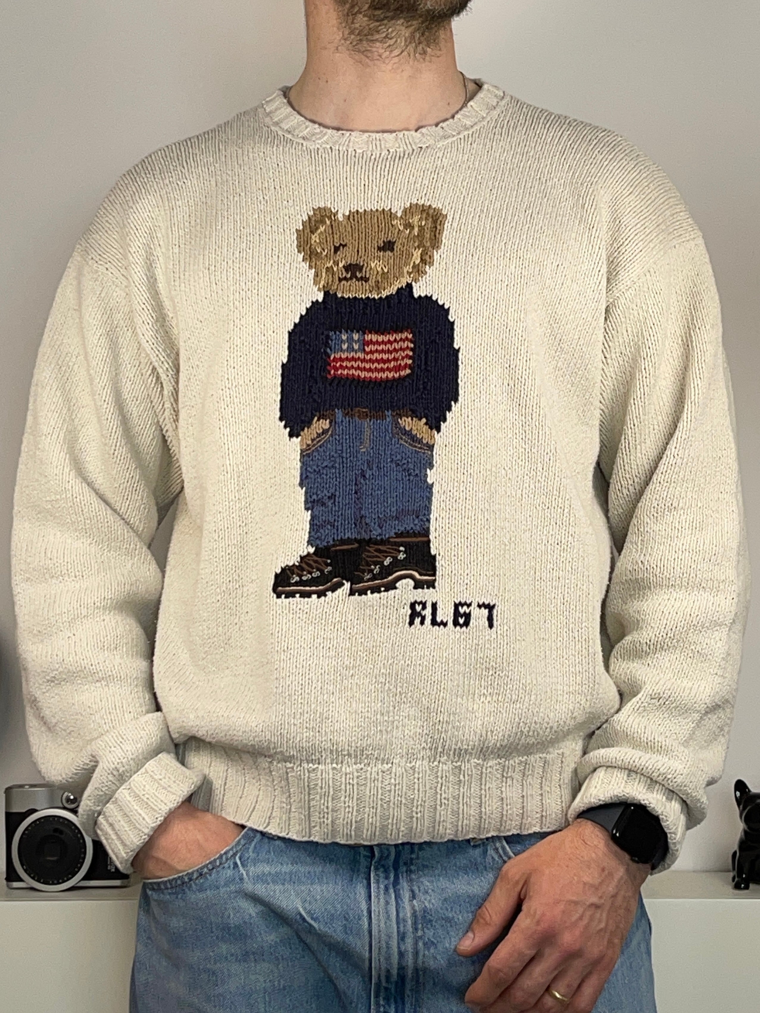 Polo Ralph Lauren Iconic Hand-Knit Polo Bear Sweater (Vintage 90s)