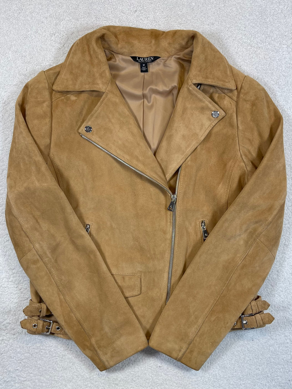 Lauren Ralph Lauren Goat Suede Biker Jacket M