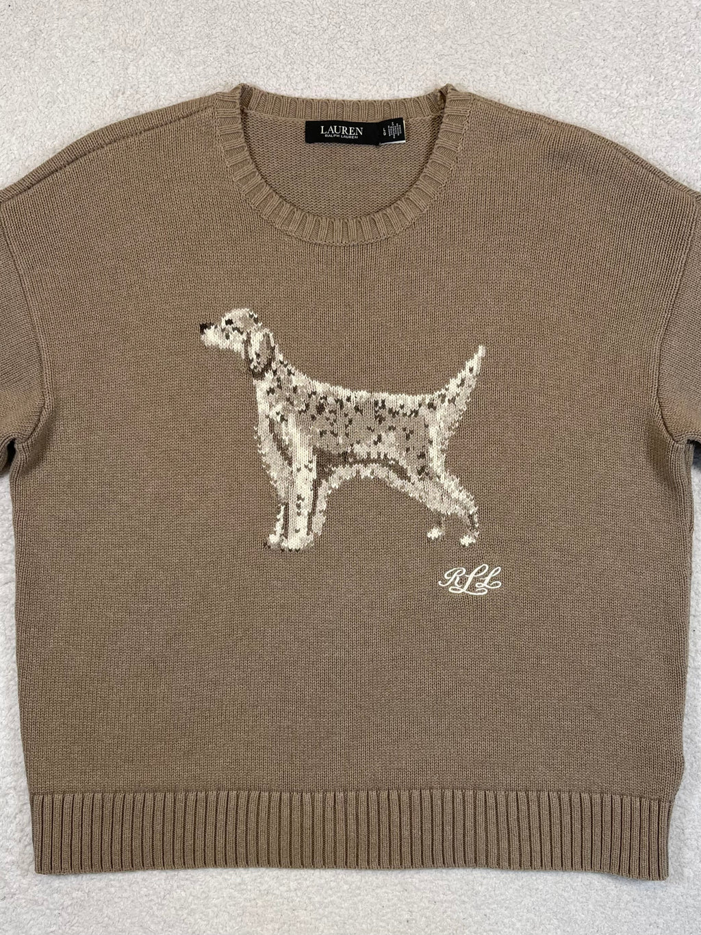 Lauren Ralph Lauren English Setter Intarsia-Knit Cotton Sweater L