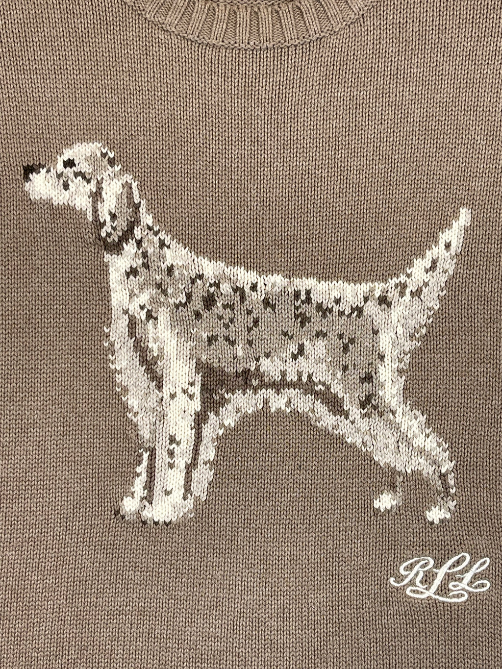 Lauren Ralph Lauren English Setter Intarsia-Knit Cotton Sweater L