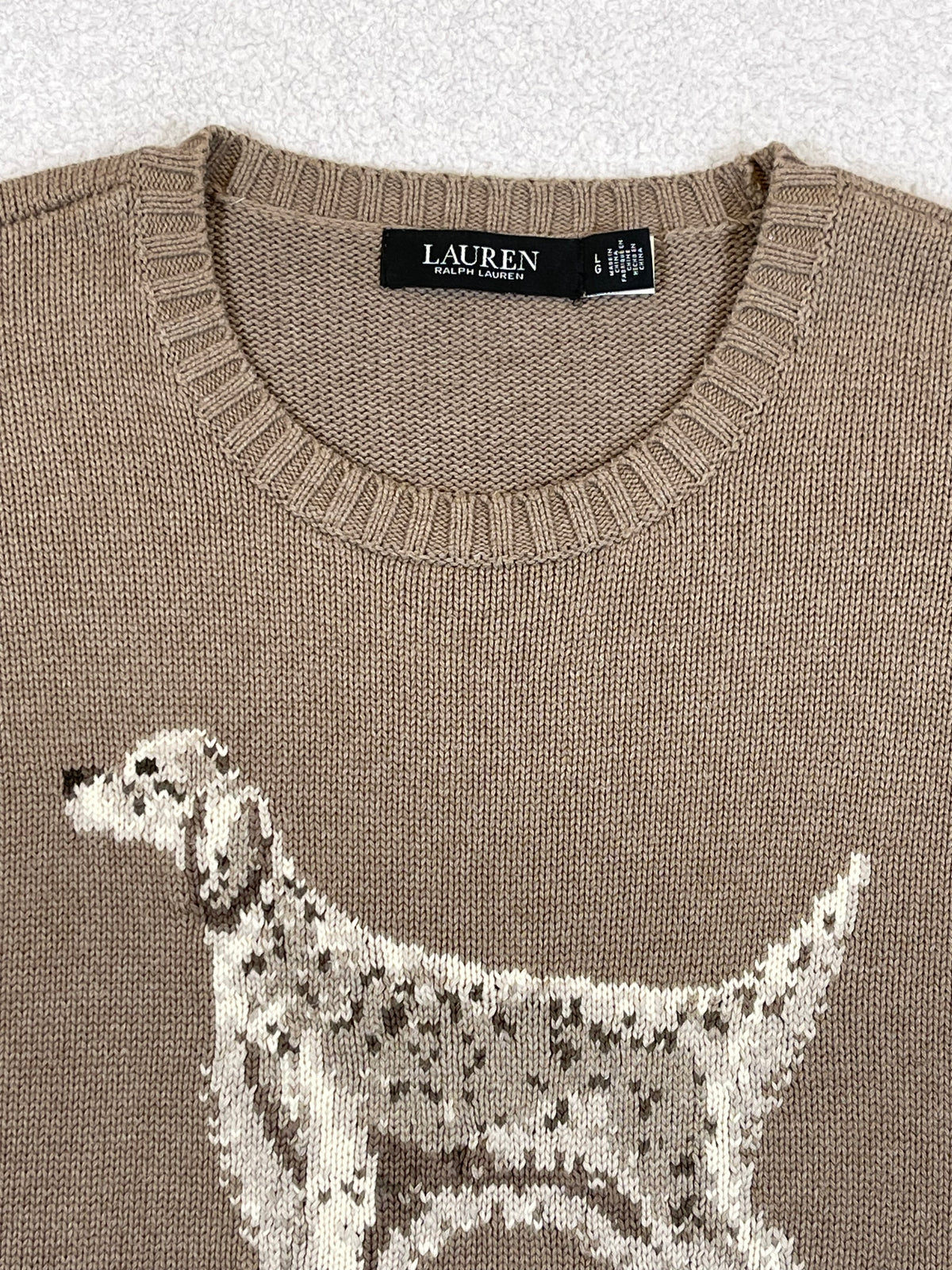 Lauren Ralph Lauren English Setter Intarsia-Knit Cotton Sweater L