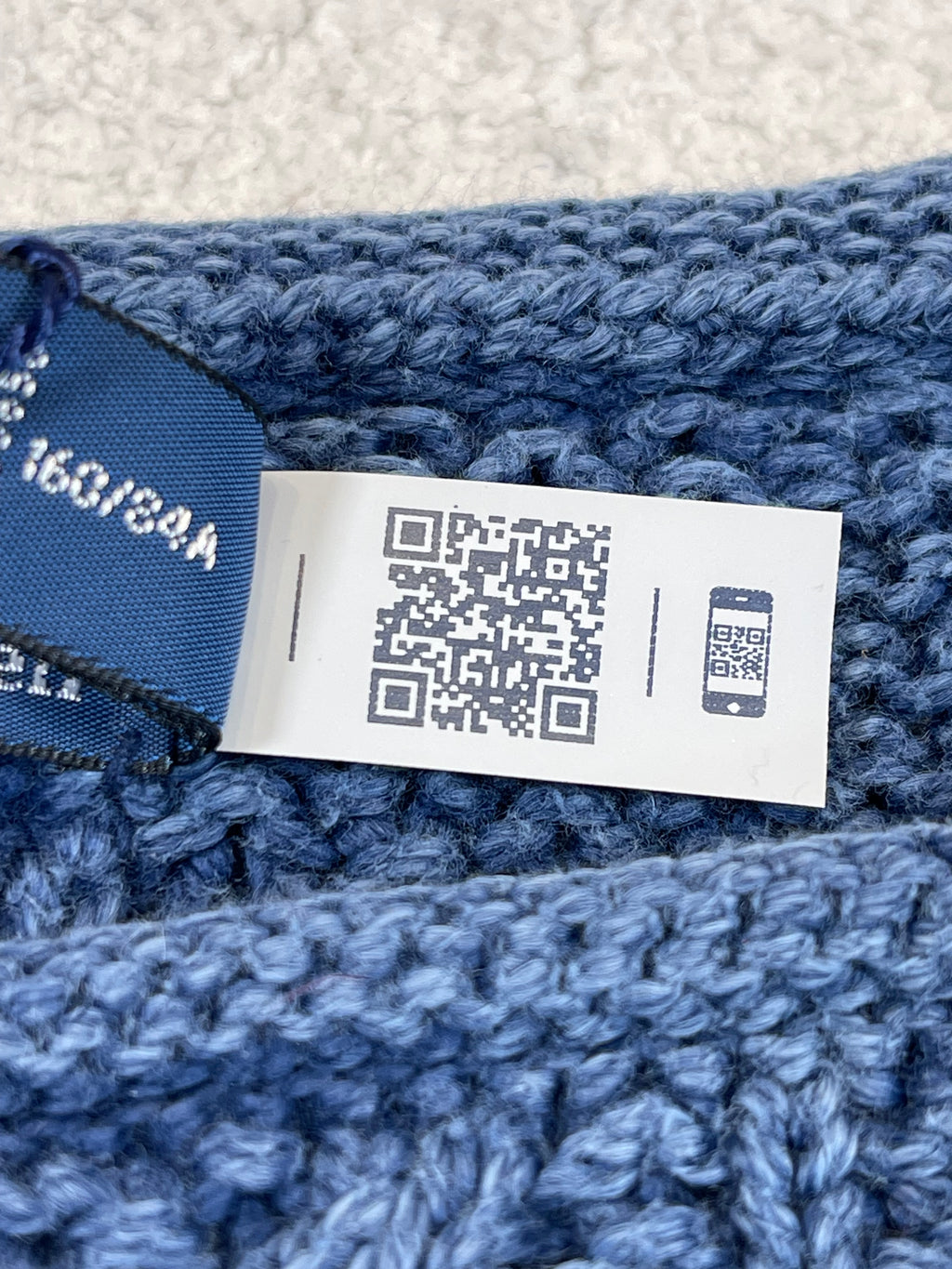 Polo by Ralph Lauren Textured Aran-Knit Indigo Cotton Flag Sweater S