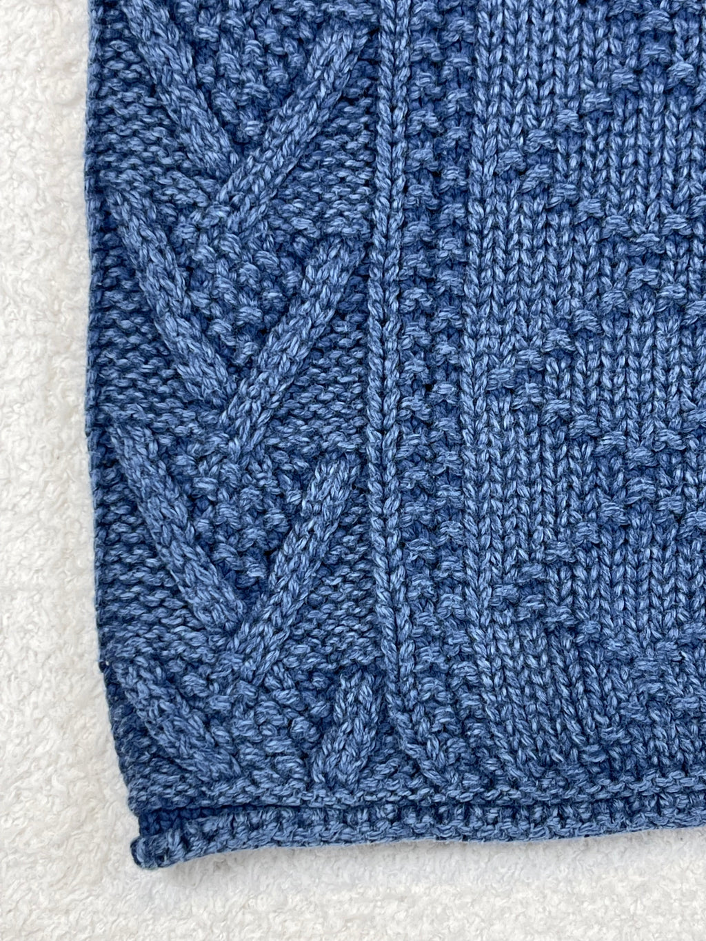 Polo by Ralph Lauren Textured Aran-Knit Indigo Cotton Flag Sweater S