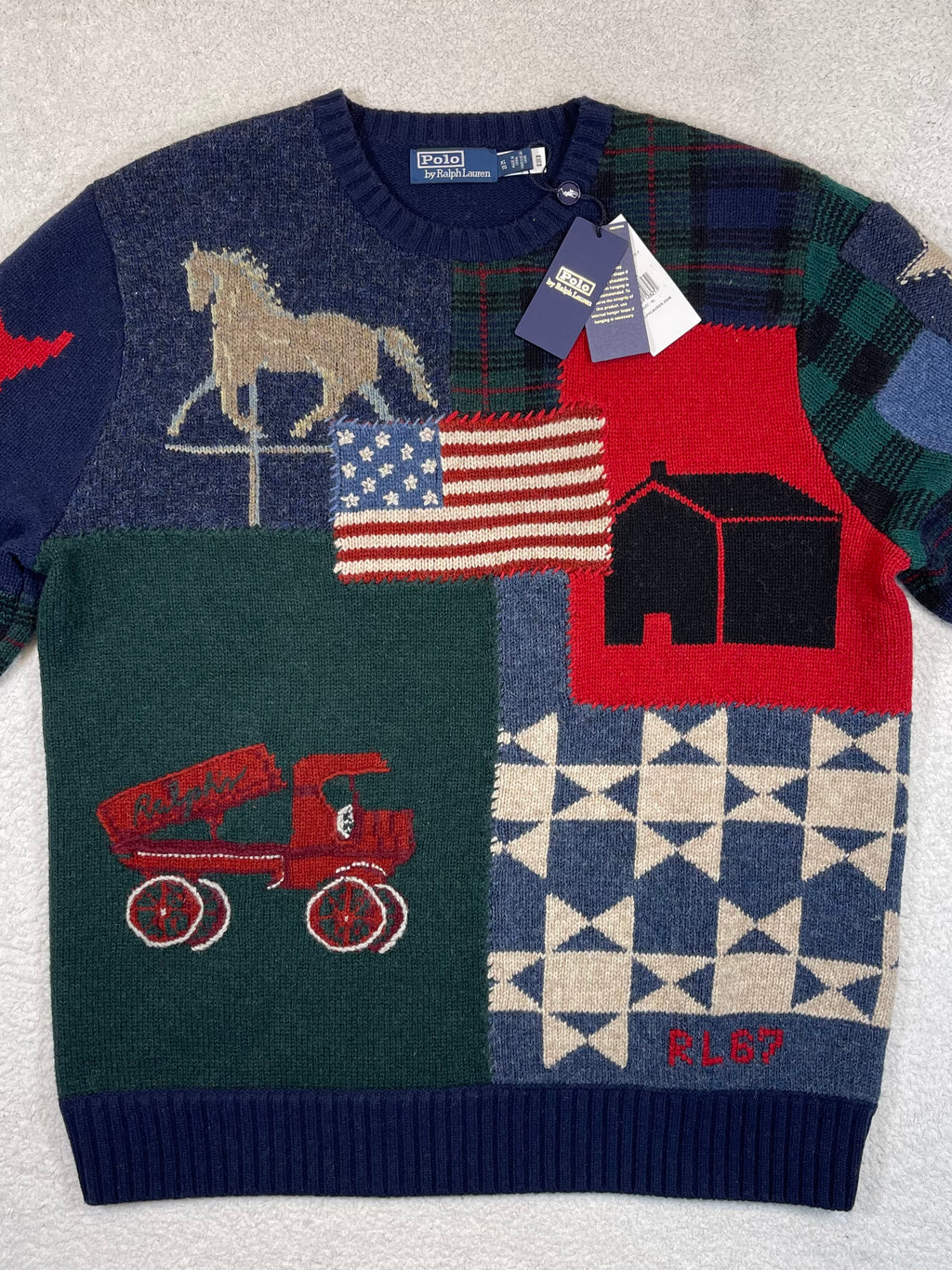 Polo by Ralph Lauren Polo Country Flag Patchwork Wool Sweater XL