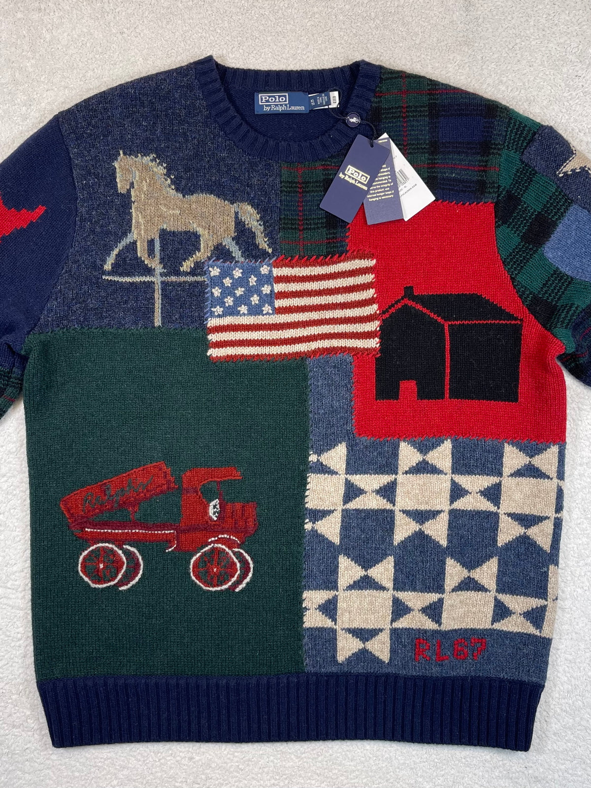 Polo by Ralph Lauren Polo Country Flag Patchwork Wool Sweater XL