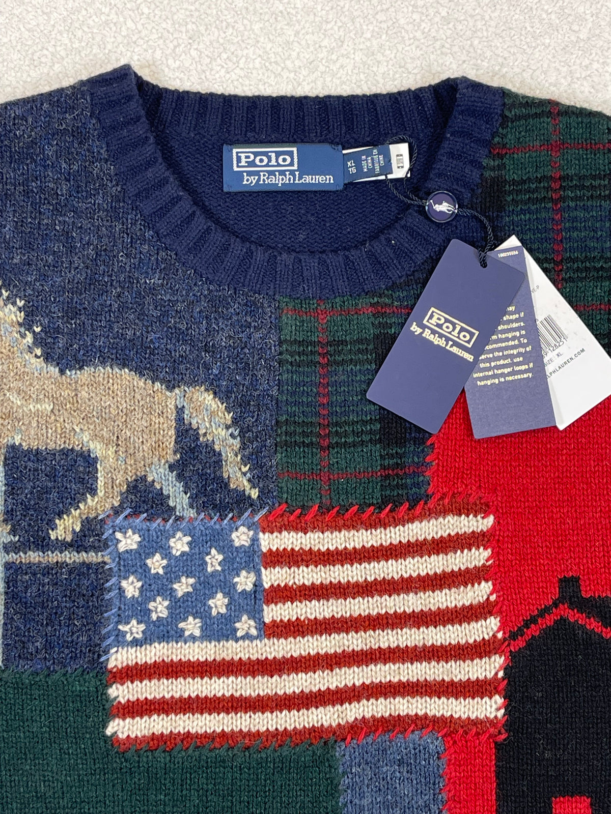 Polo by Ralph Lauren Polo Country Flag Patchwork Wool Sweater XL