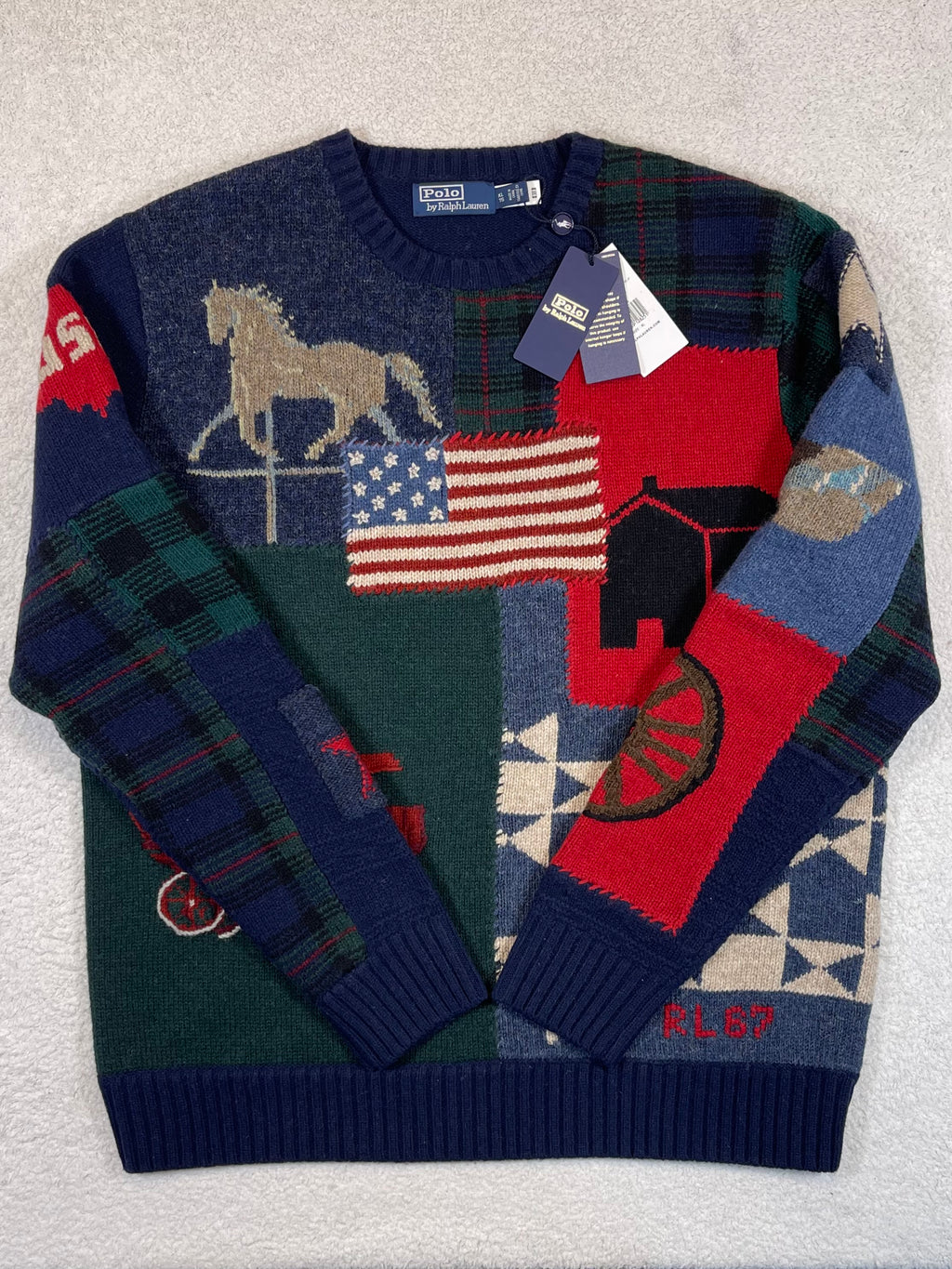 Polo by Ralph Lauren Polo Country Flag Patchwork Wool Sweater XL