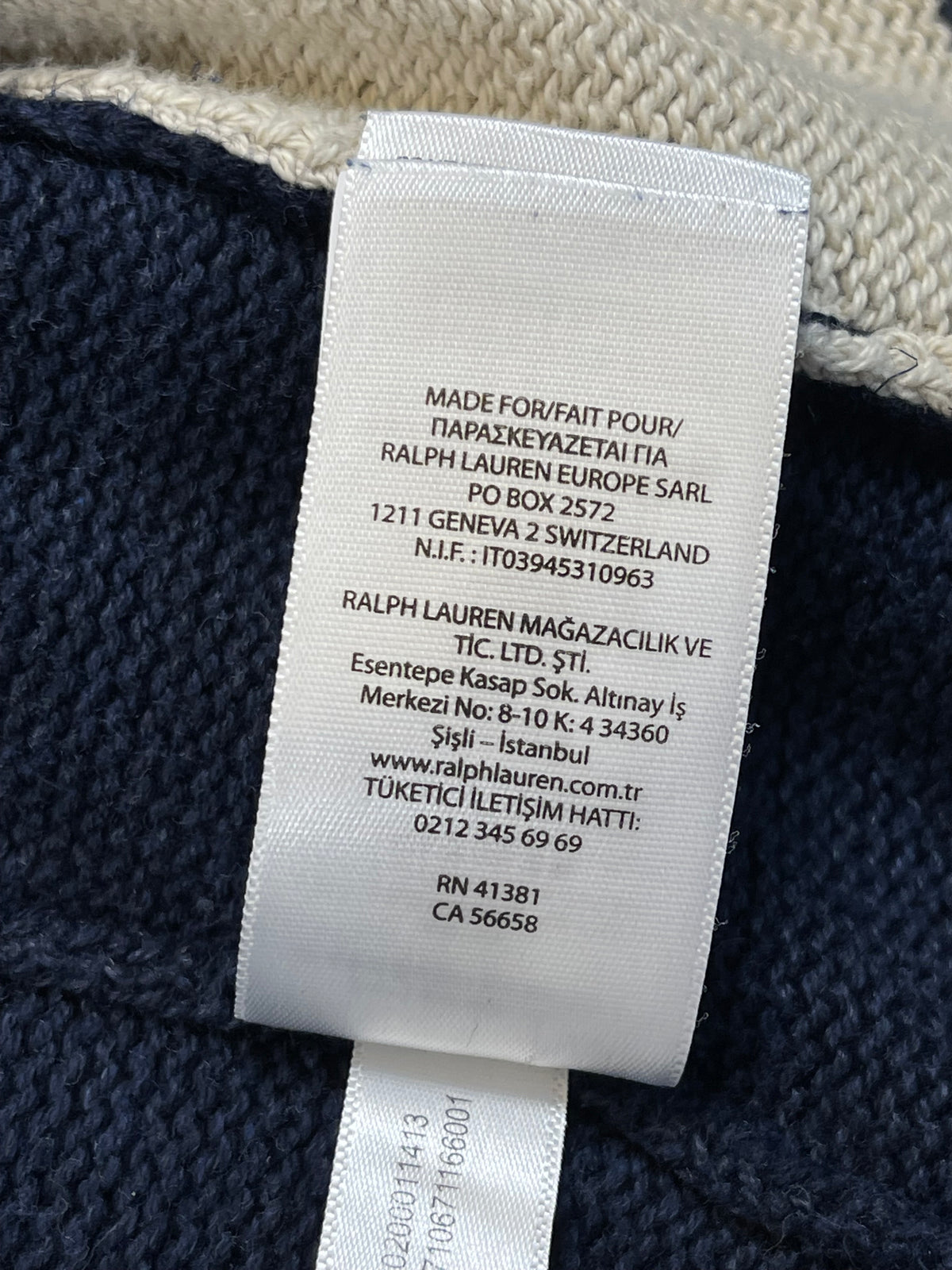 Polo Ralph Lauren Collegiate Cotton & Linen Cardigan with Leather Elbow Patches L