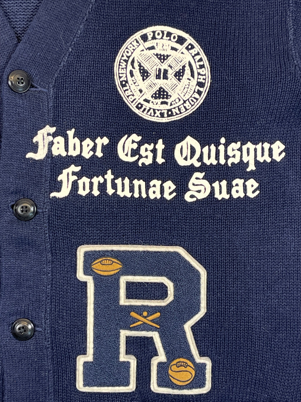Polo Ralph Lauren Collegiate Cotton & Linen Cardigan with Leather Elbow Patches L